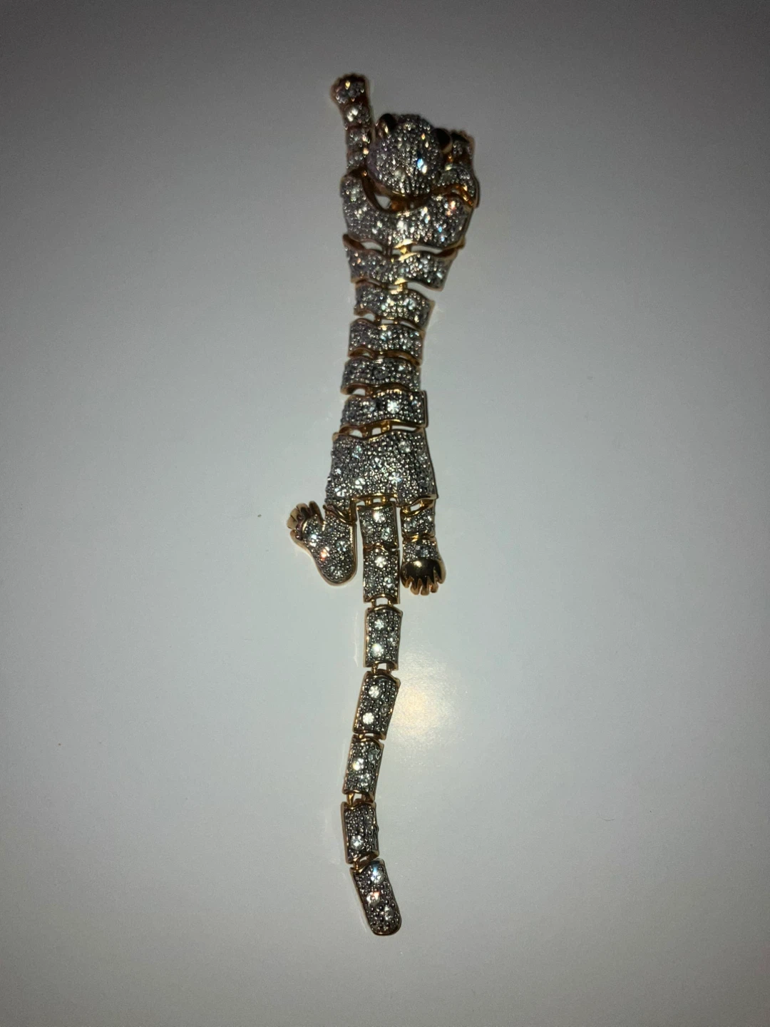 Vintage Articulated Panther Rhinestone shoulder brooch
