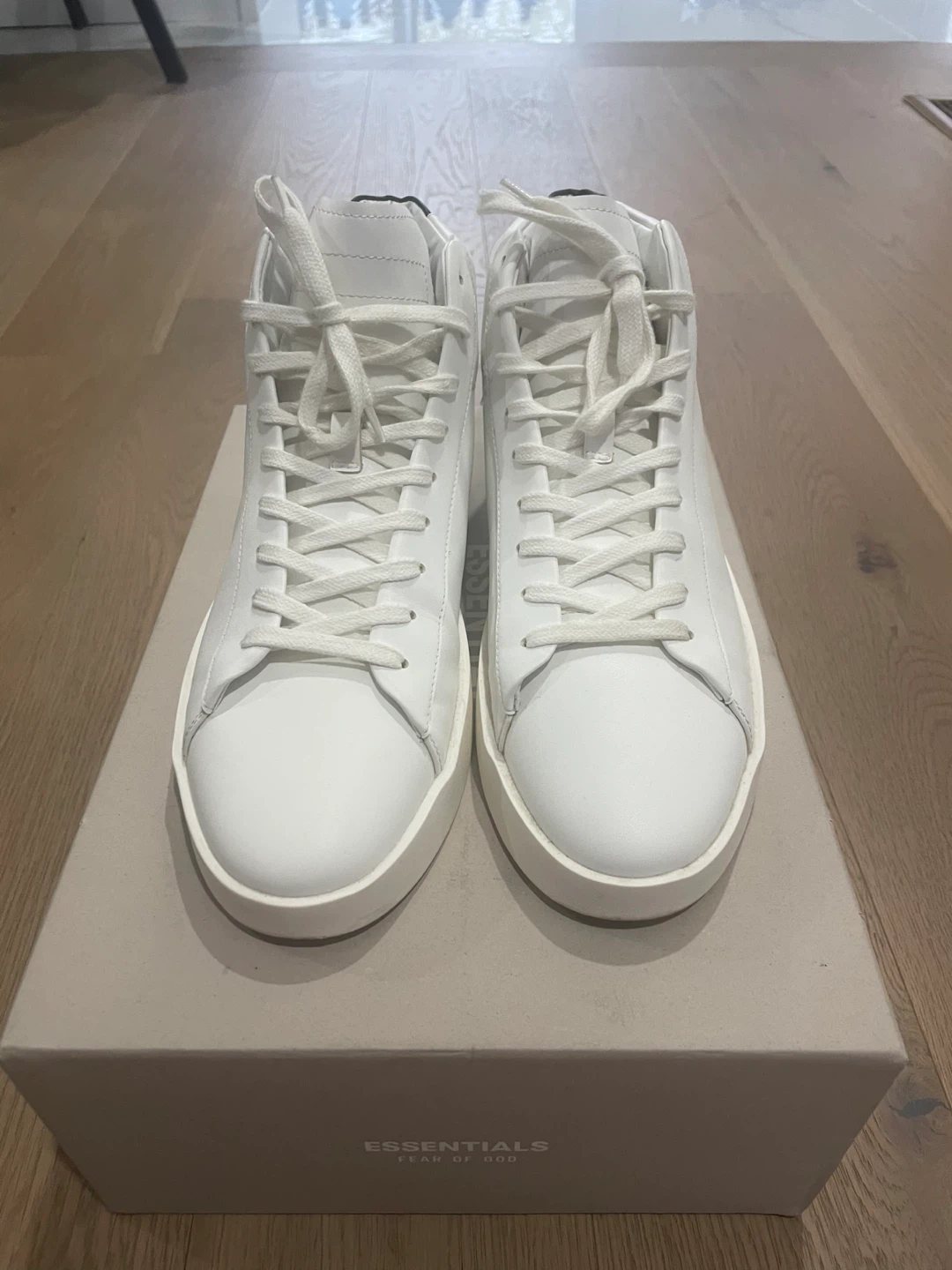 Fear of God Essentials White Leather Mid-Top Sneakers Size 41 - photo 2