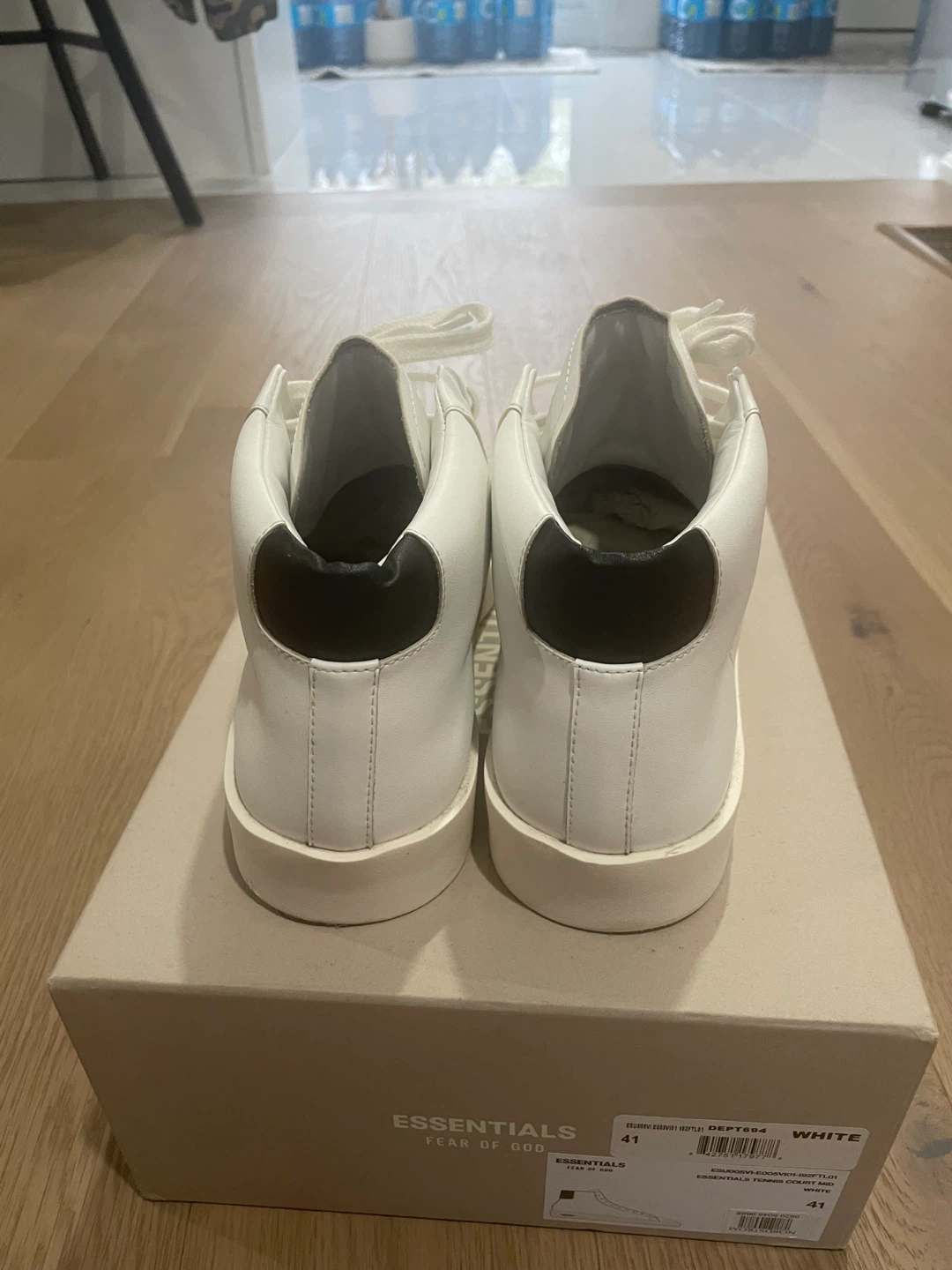 Fear of God Essentials White Leather Mid-Top Sneakers Size 41 - photo 4