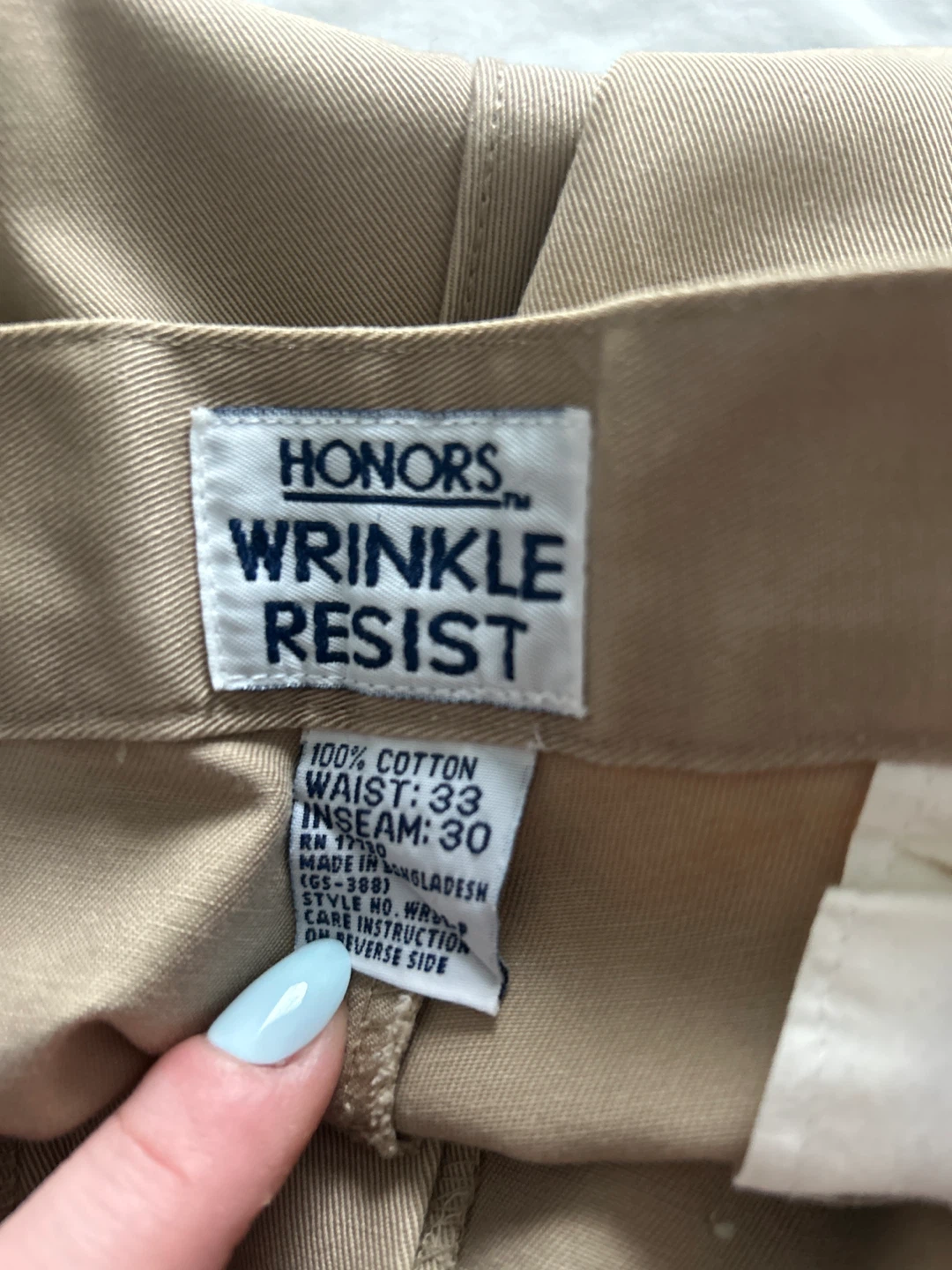 Honors Wrinkle Resist Men's Khaki Pants Size 33x30 - photo 2