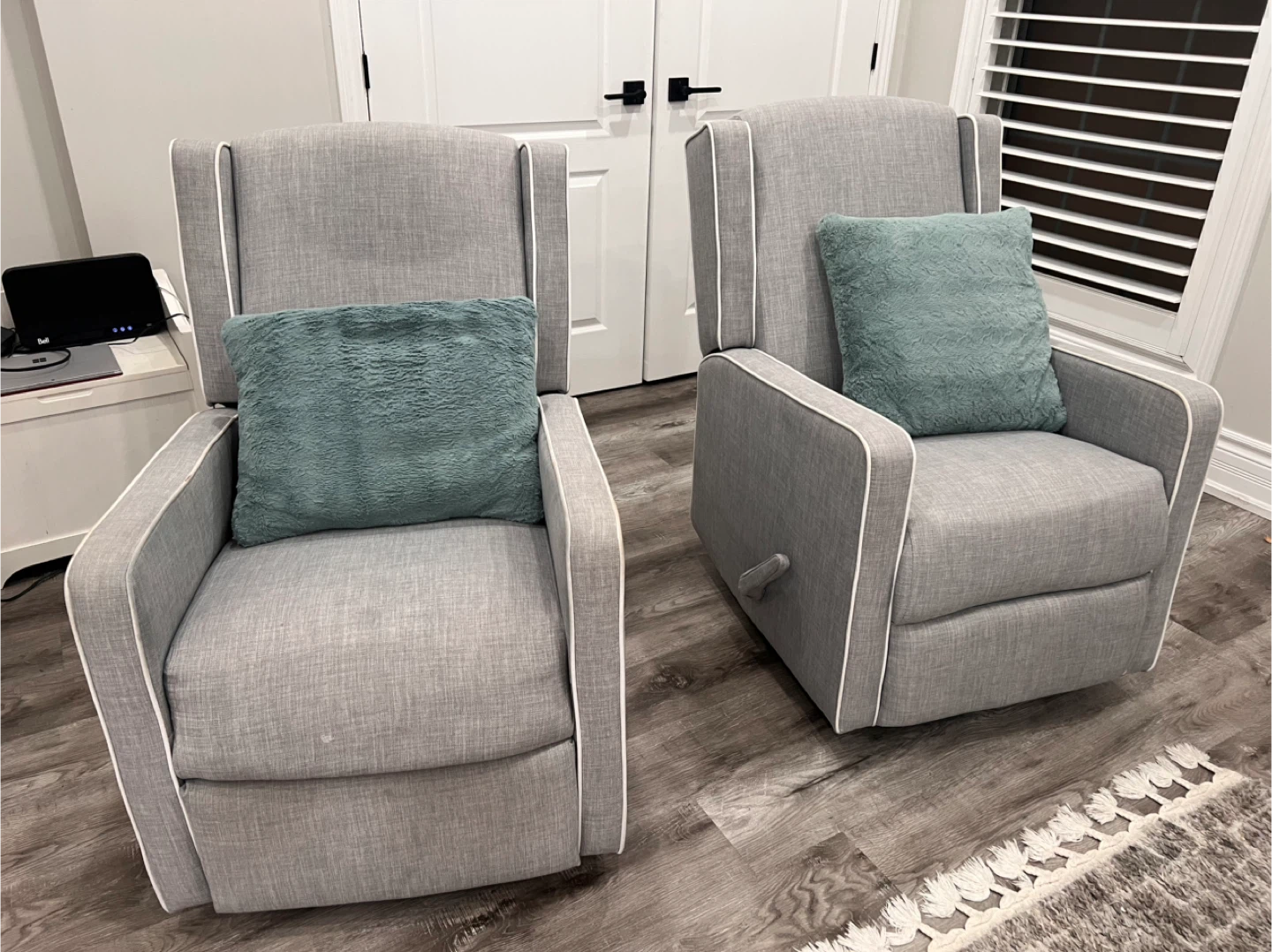Sofa Set with Glider Reclining Rocker Chairs with Ottoman (Pair) - photo 3