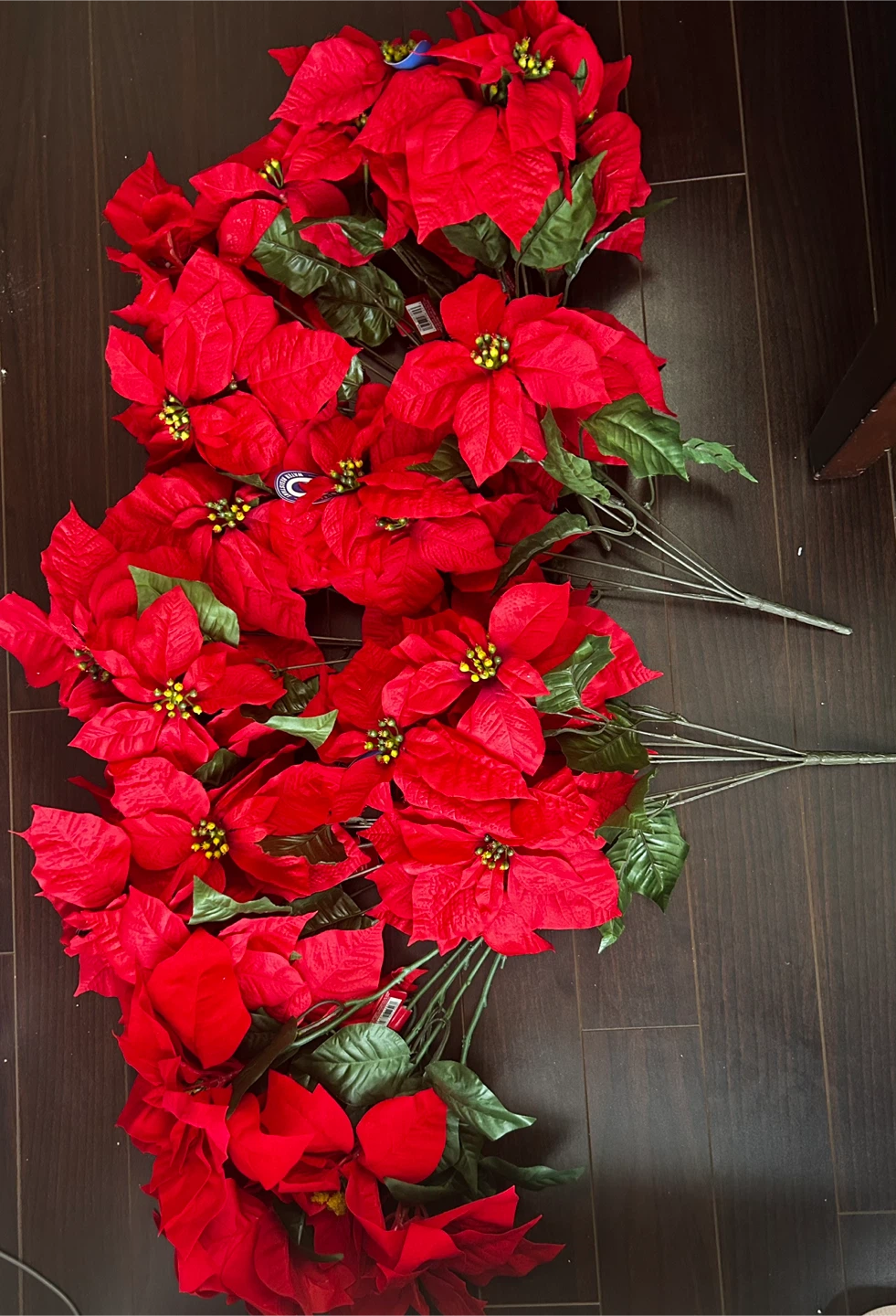 Artificial Red Poinsettias - Set of 7