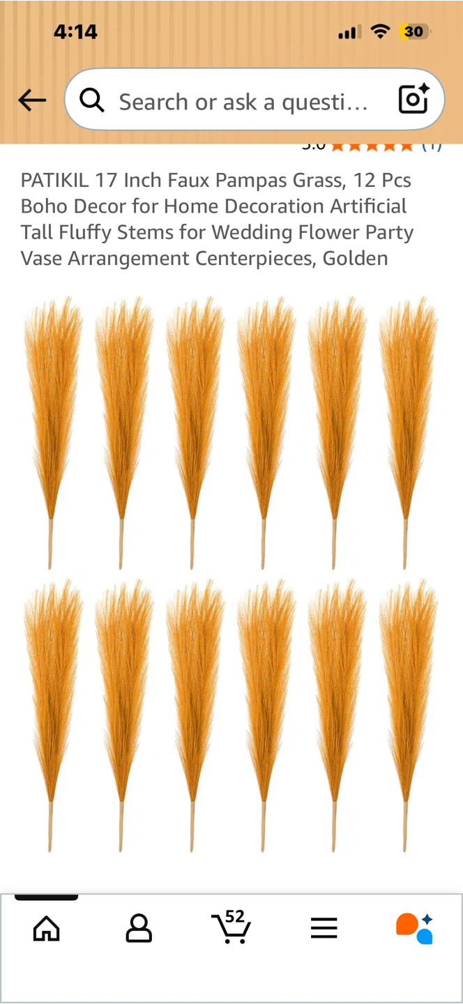 PATIKIL 17 Inch Faux Pampas Grass - 12 Pcs X2 — 24 pcs total - photo 3