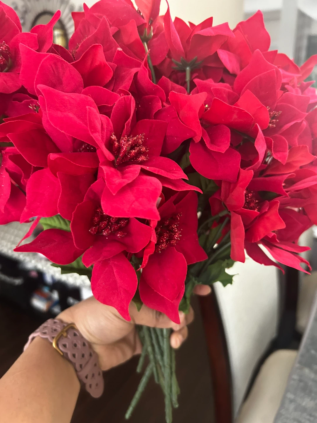 Artificial Poinsettia Flowers  set of 10 small