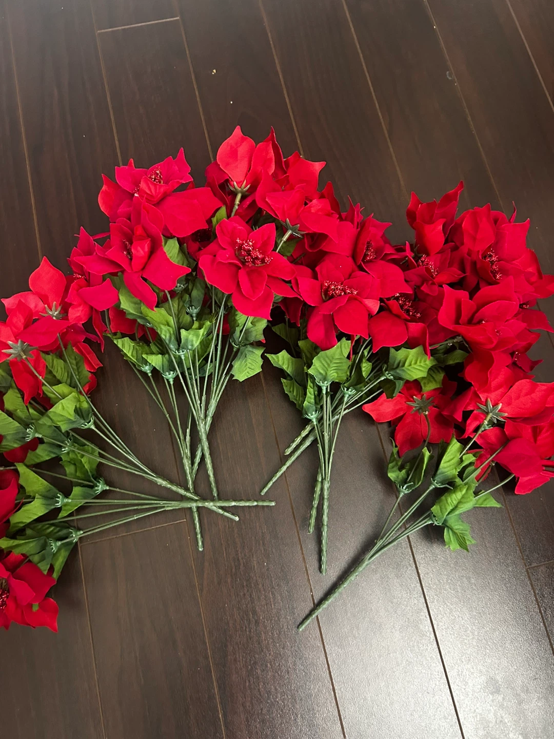 Artificial Poinsettia Flowers  set of 10 small - photo 2
