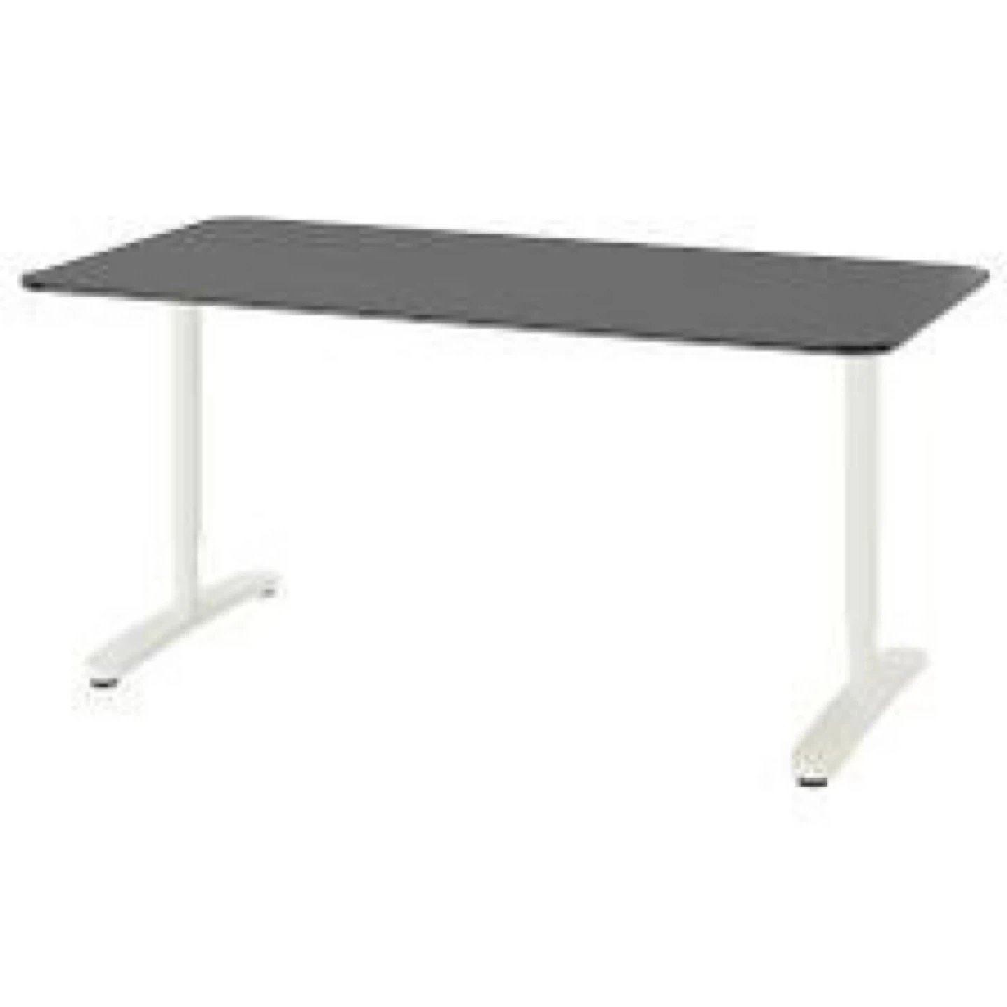 Manual Adjustable Standing Desk Black Top, White Legs