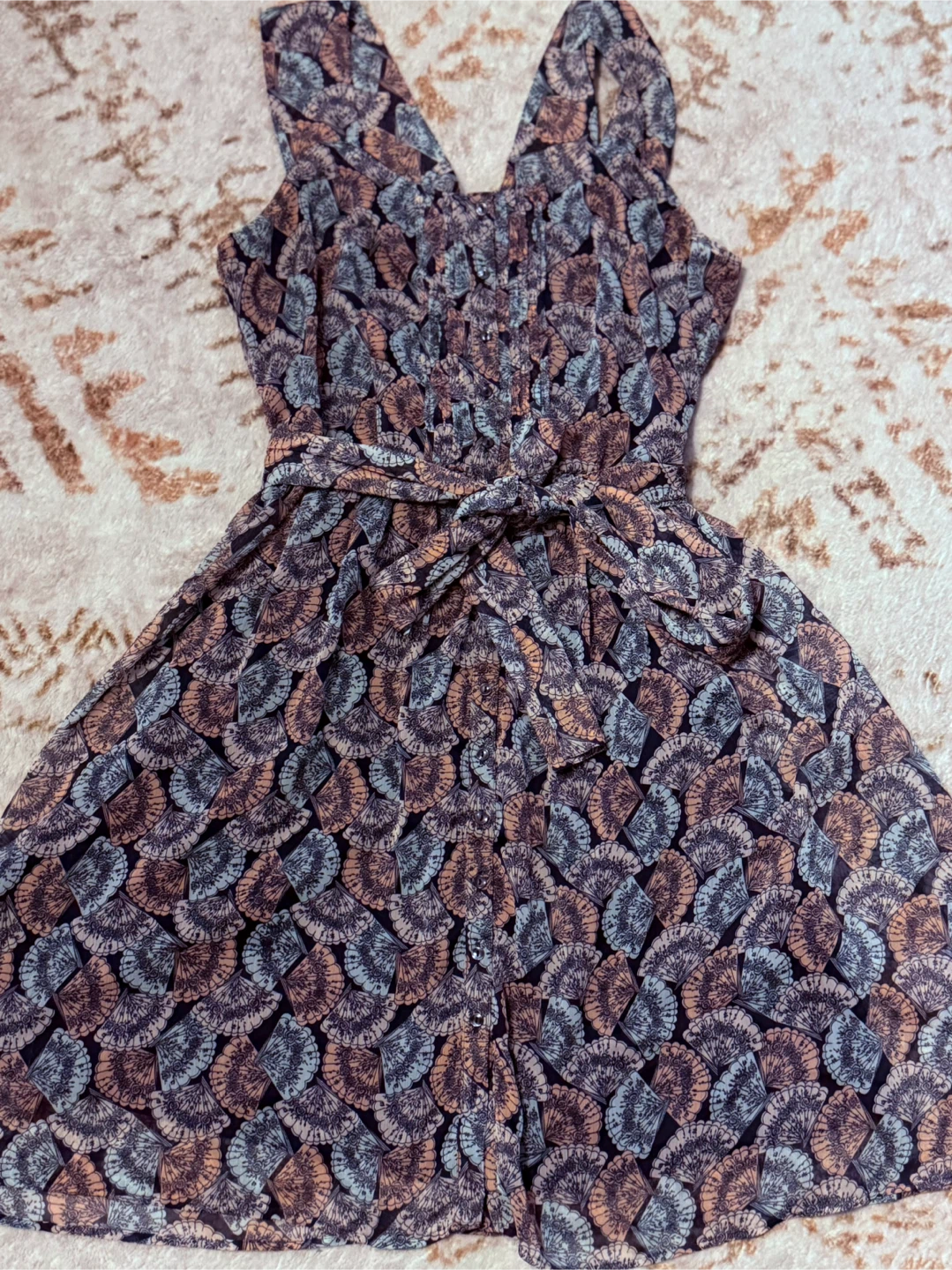 Lauren Conrad Blue & Pink Floral Print Dress - Size 8
