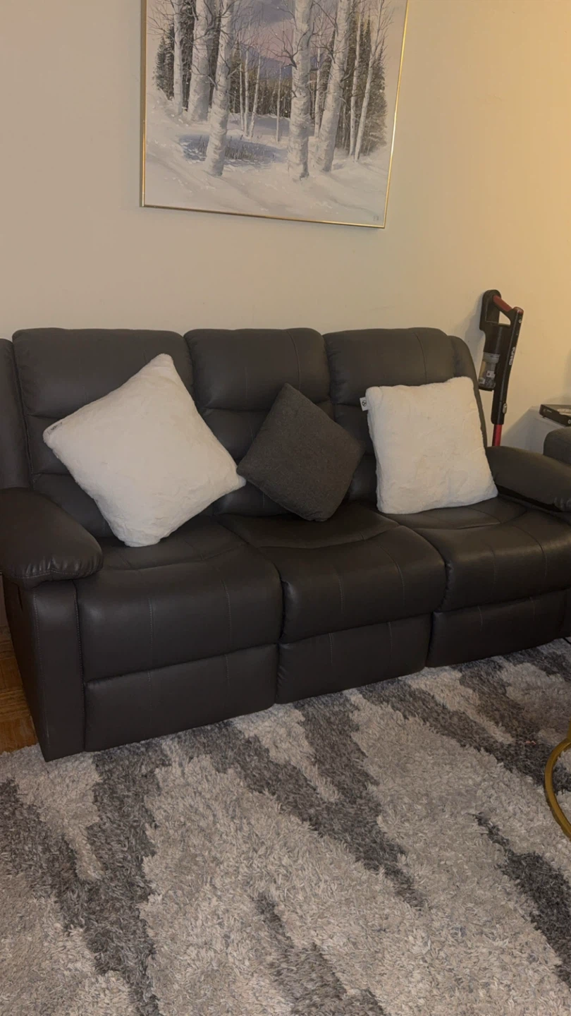 Dark Brown Leather Reclining Sofa