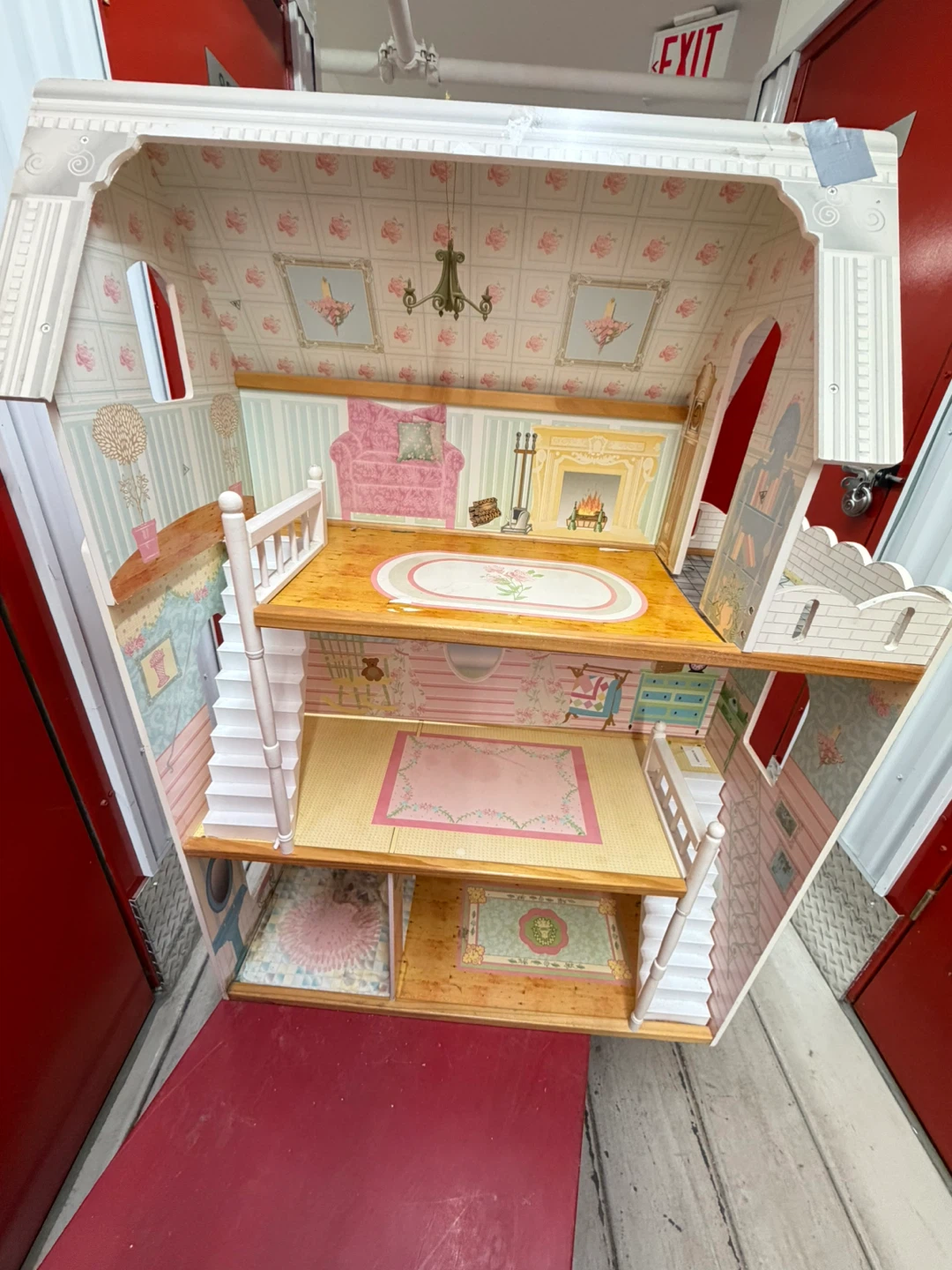 Wooden Dollhouse with Furniture