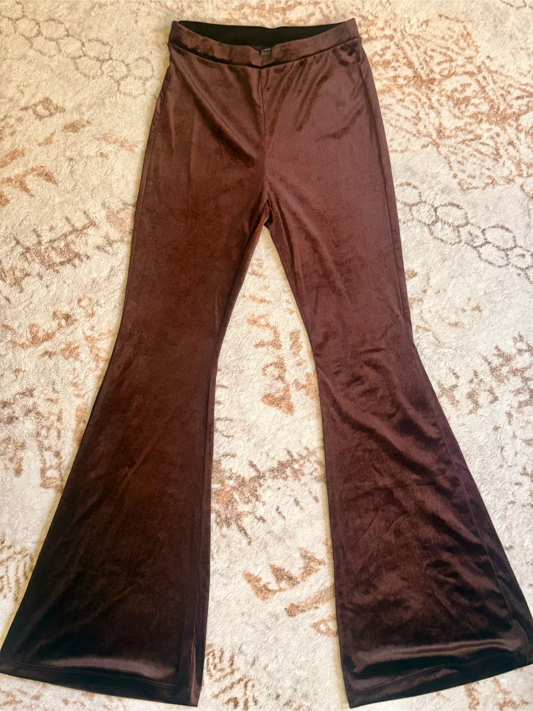 Brown Velvet Flare Pants Size S