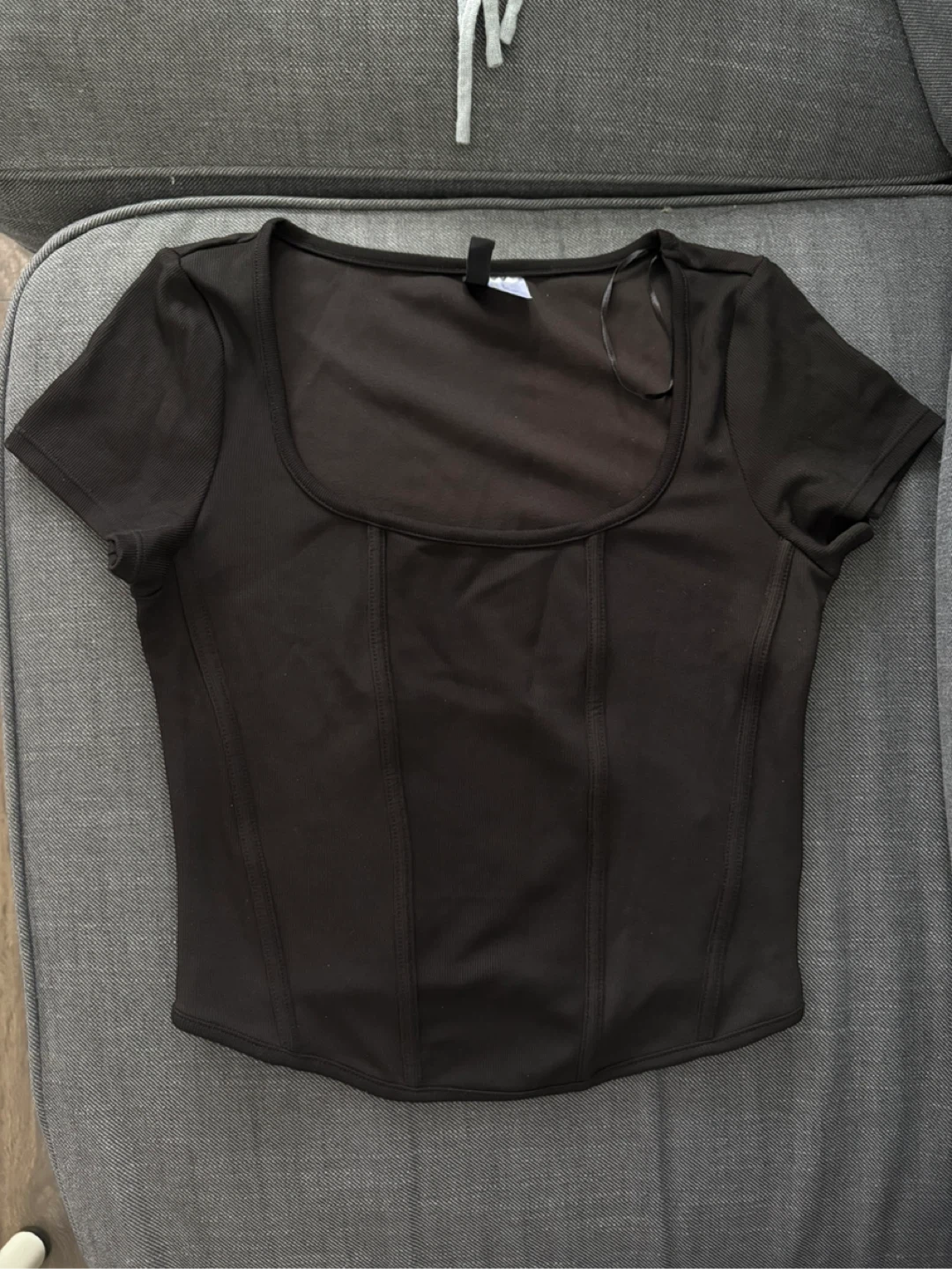 Black Square Neck Top