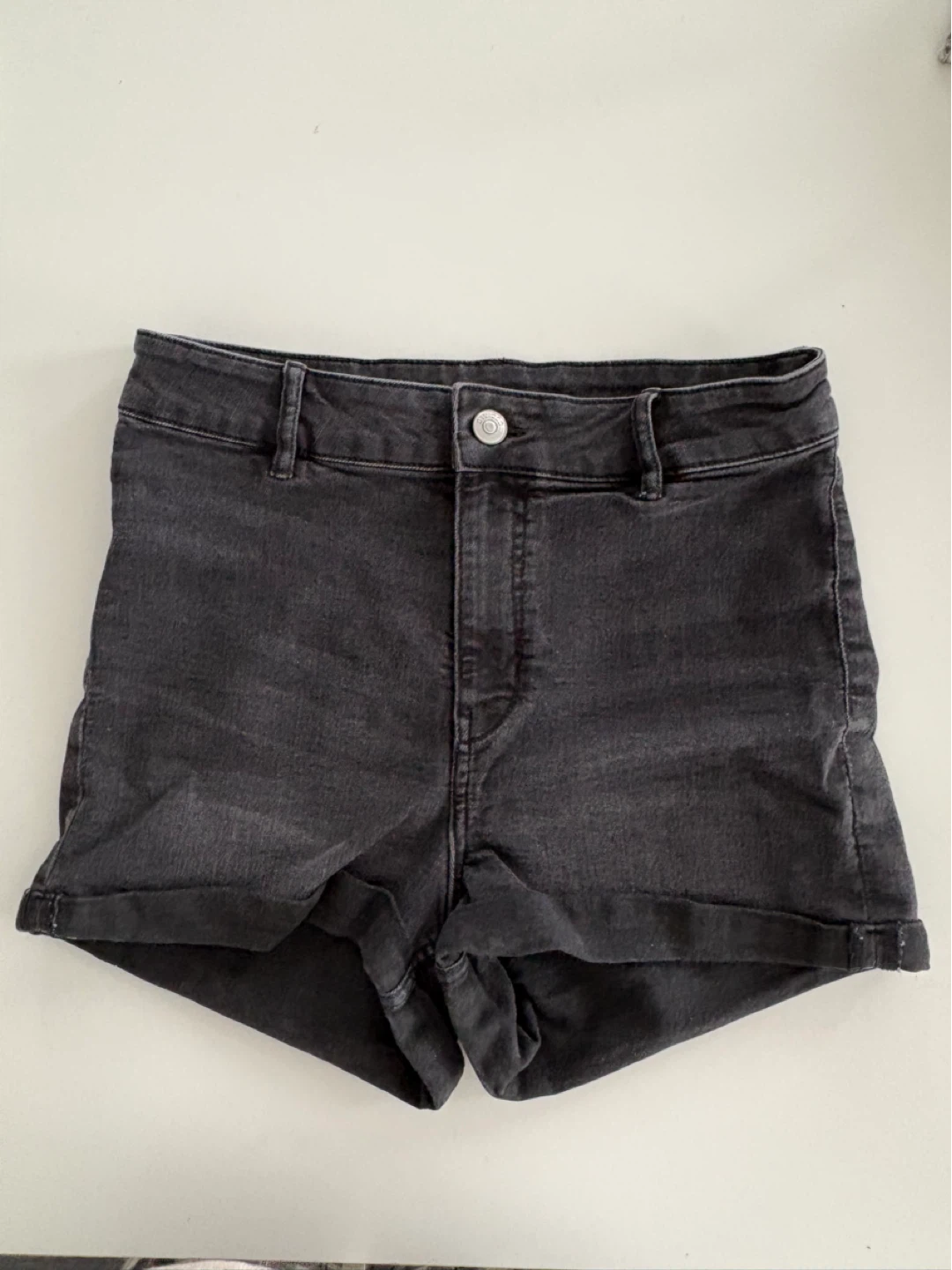 Black High-Waisted Denim Shorts