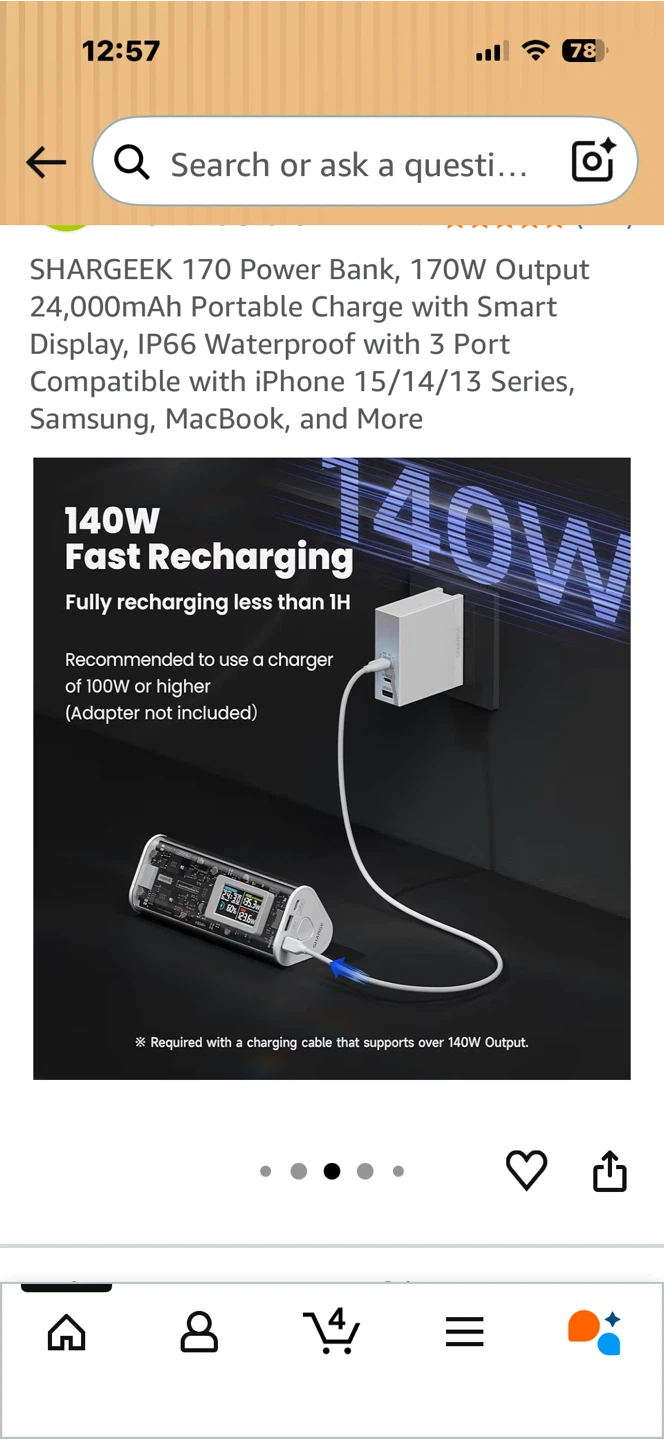 SHARGEEK 170 Power Bank - 24000mAh, 170W Output - photo 5
