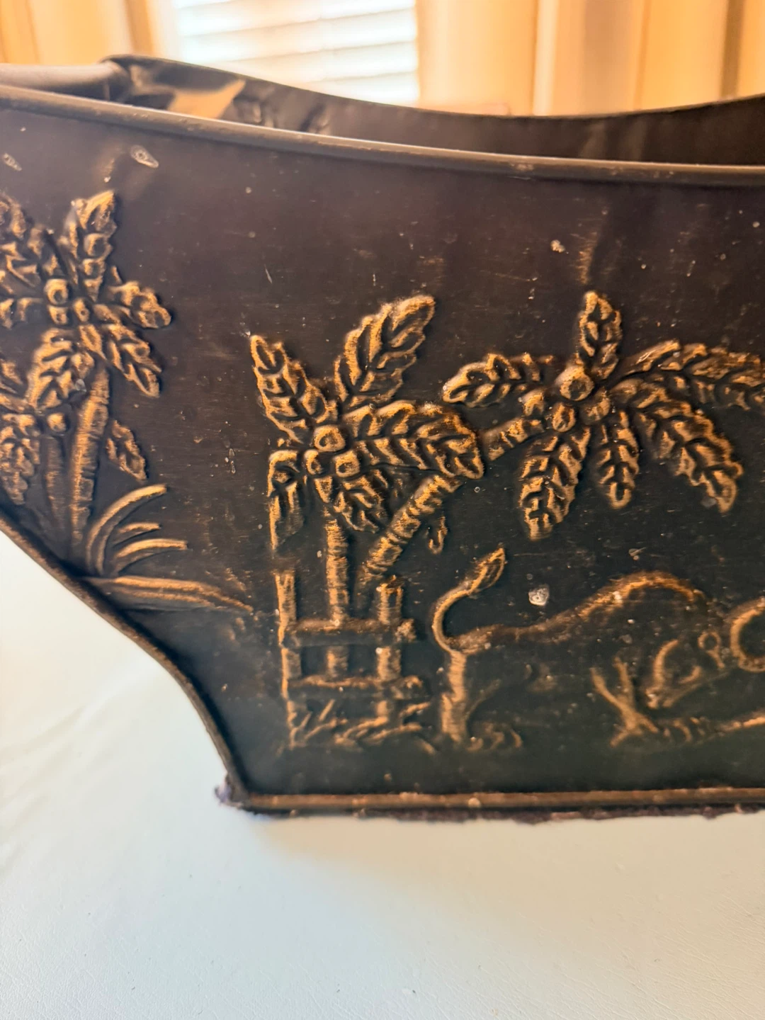 Decorative Metal Basket with Tropical Scene - photo 2