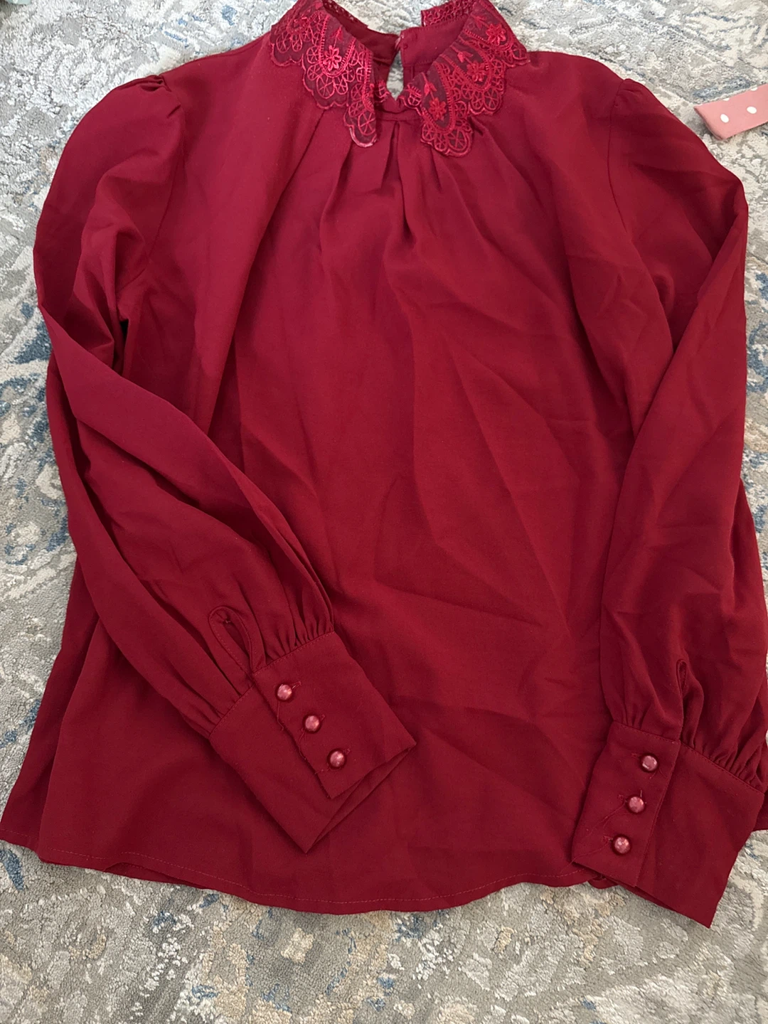 Red Lace Collar Blouse