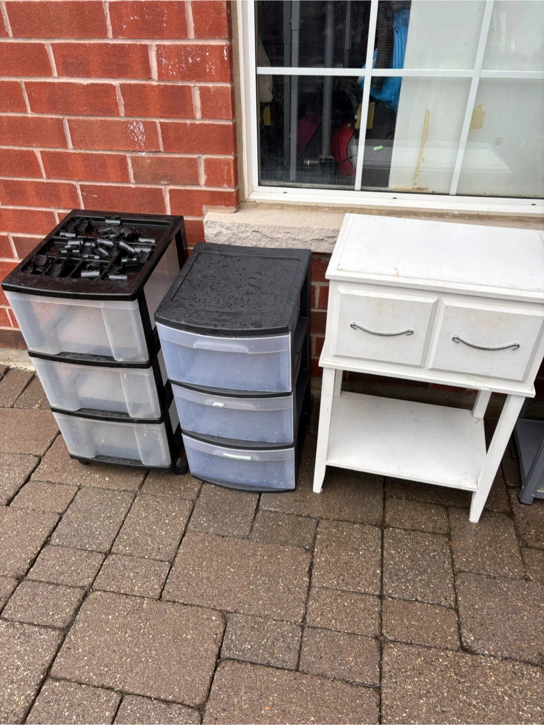 White Side Table with Drawers and Shelves