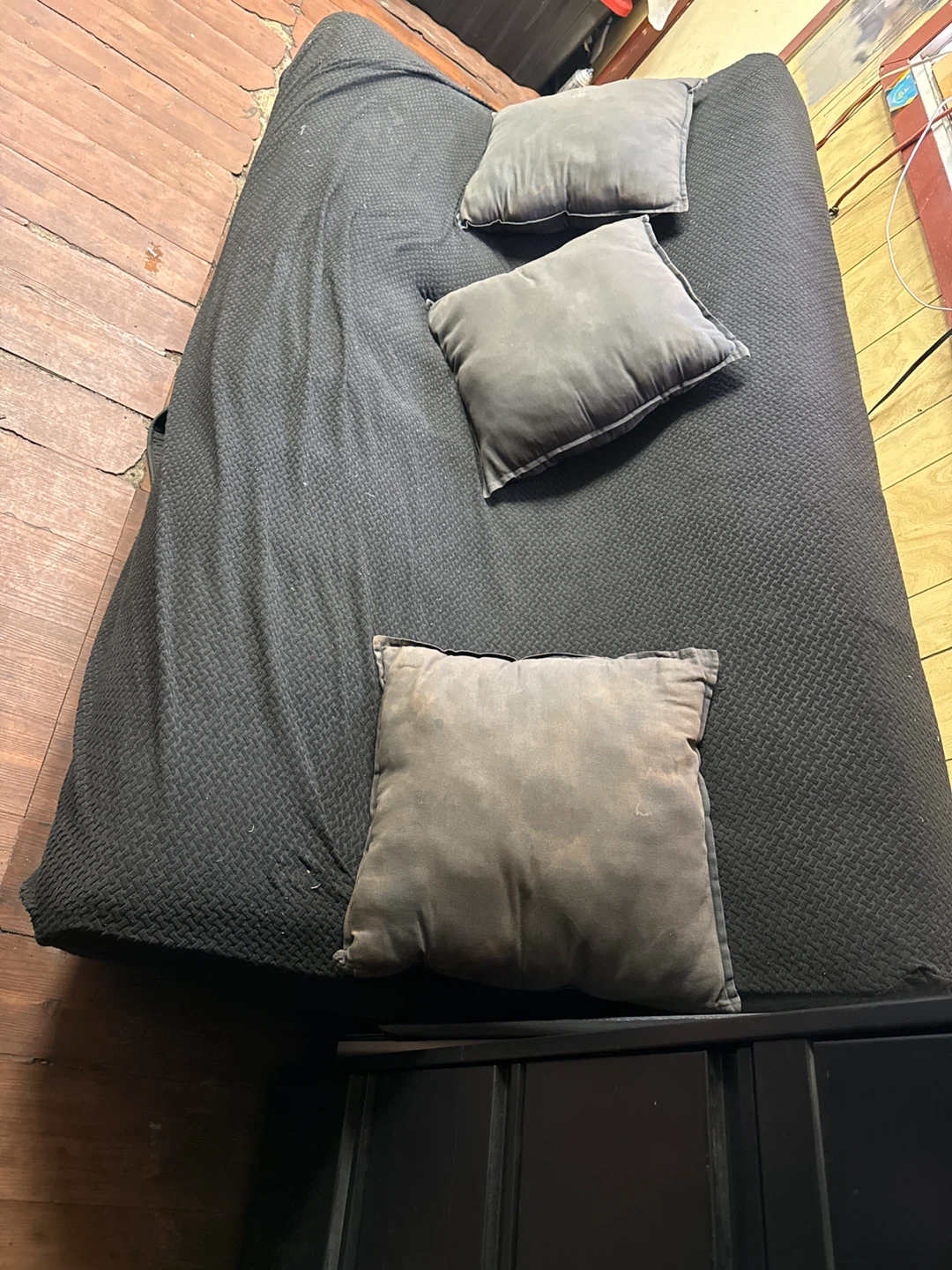 Black Futon Mattress with Pillows
