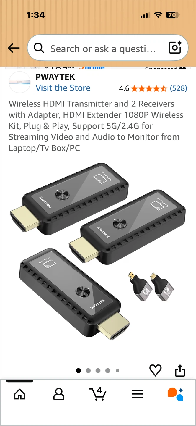 PWAYTEK Wireless HDMI Transmitter and 2 Receivers - photo 2