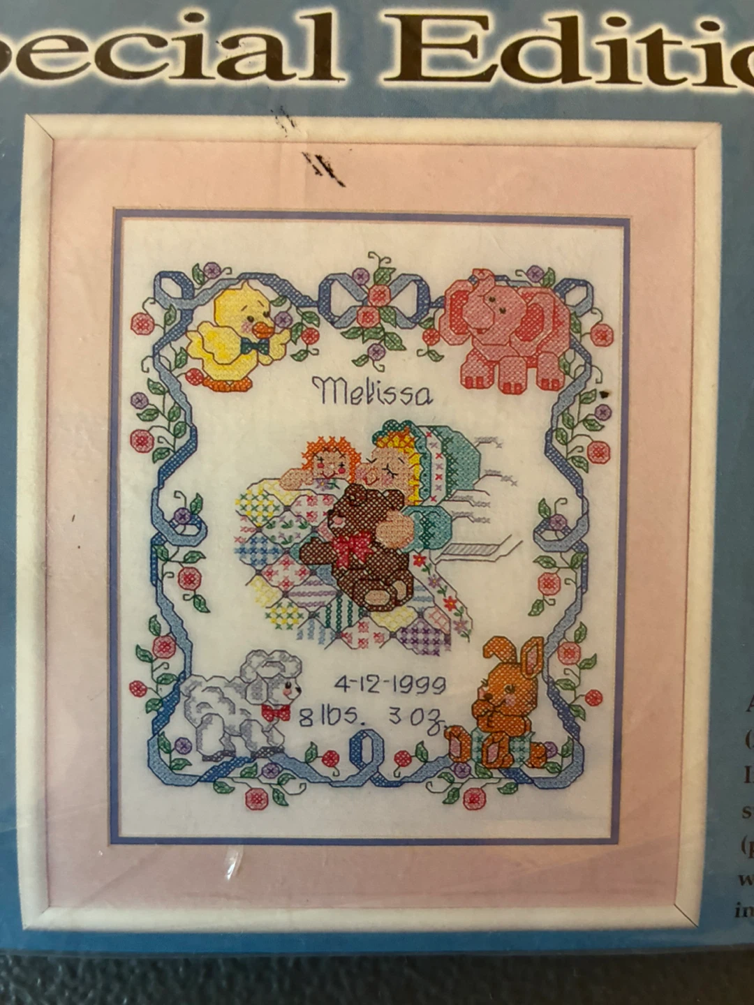 Bucilla Sweet Dreams Birth Record Cross Stitch Kit 11" x 14" - photo 2