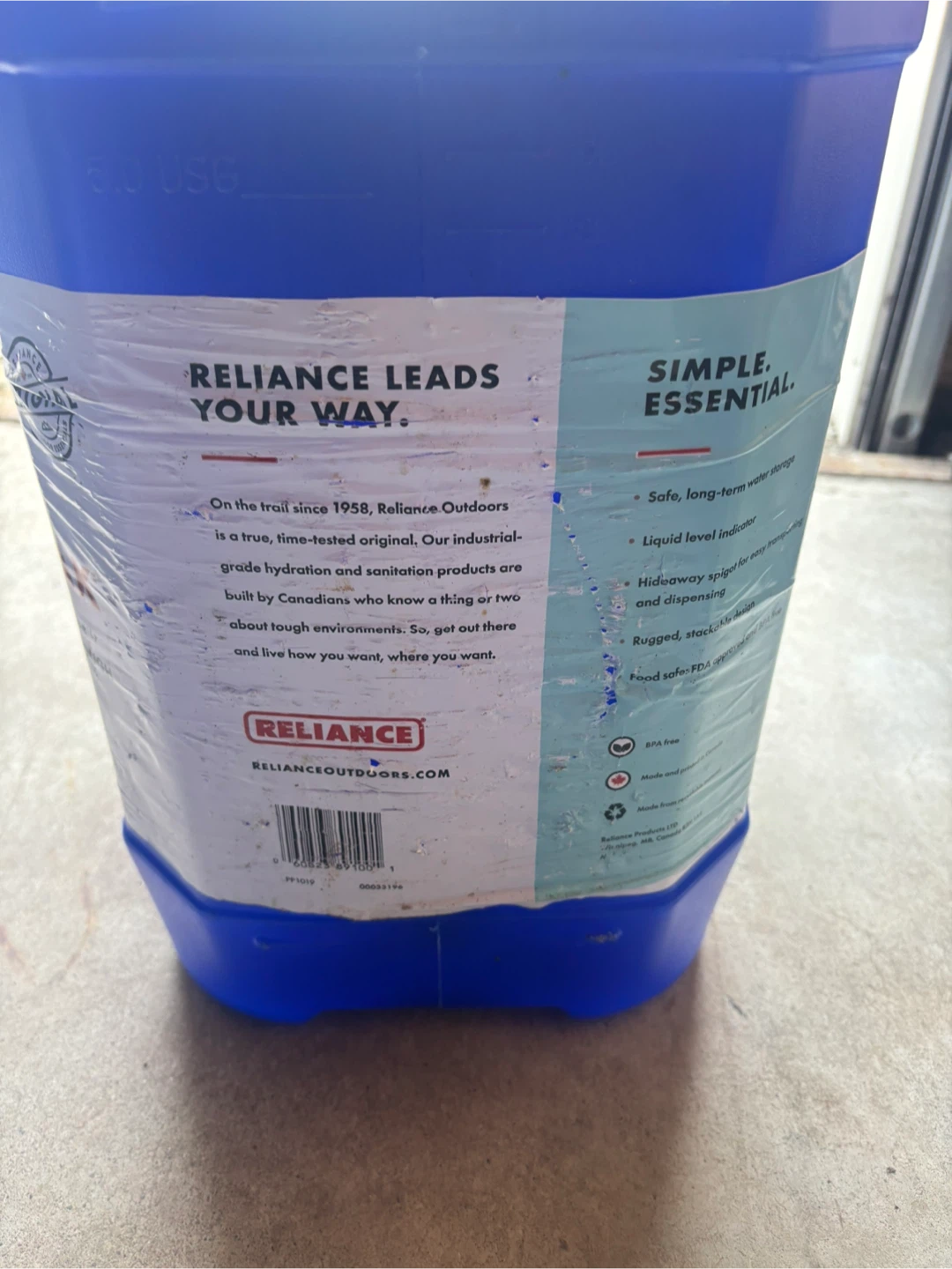 Reliance Aqua-Pak 5 Gallon Water Container - photo 2