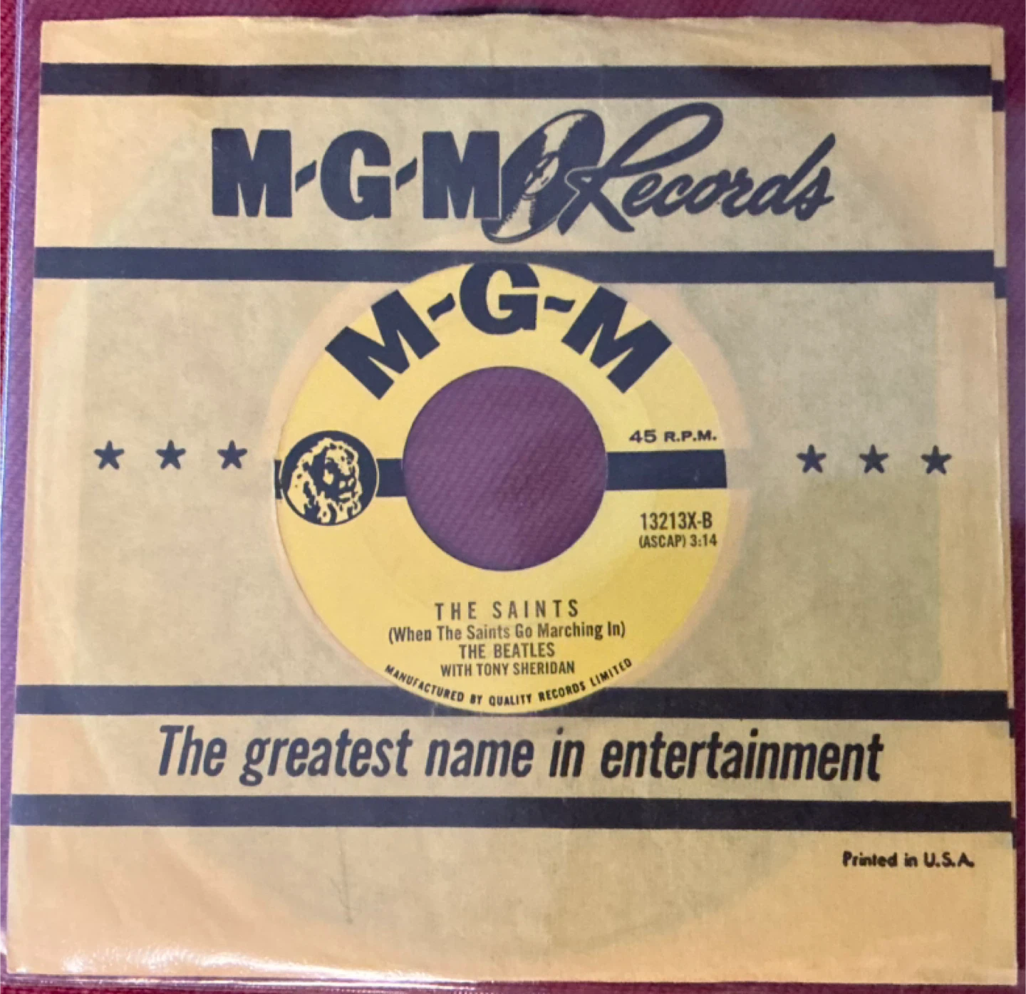 The Beatles 45 Vinyl "My Bonnie" / "The Saints" - MGM Records - photo 2