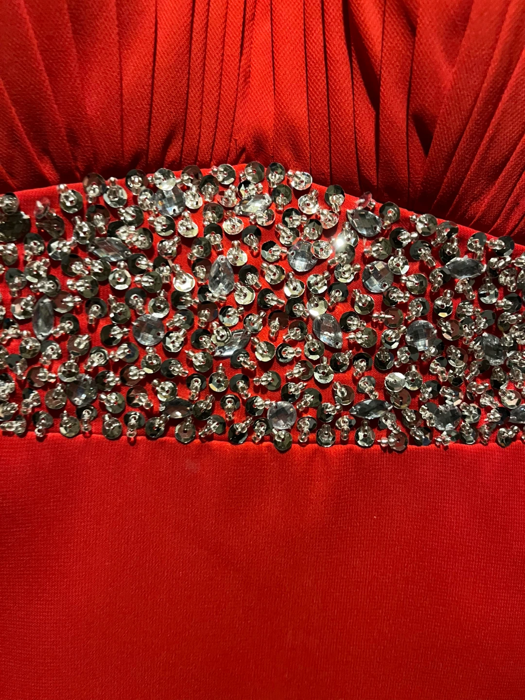 Red Halter Neck Formal Dress with Rhinestone Embellishments - photo 5