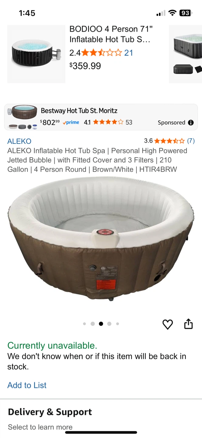 ALEKO 4 Person 71" Inflatable Hot Tub Spa - photo 2