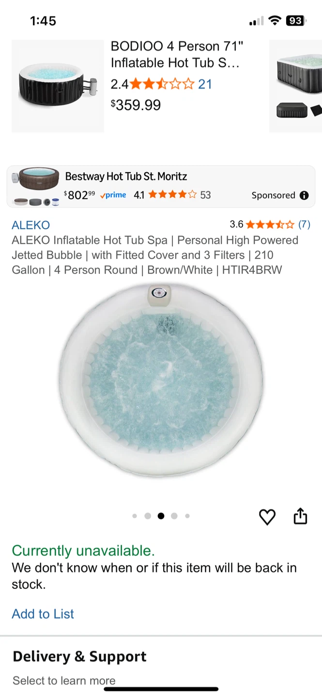 ALEKO 4 Person 71" Inflatable Hot Tub Spa - photo 3