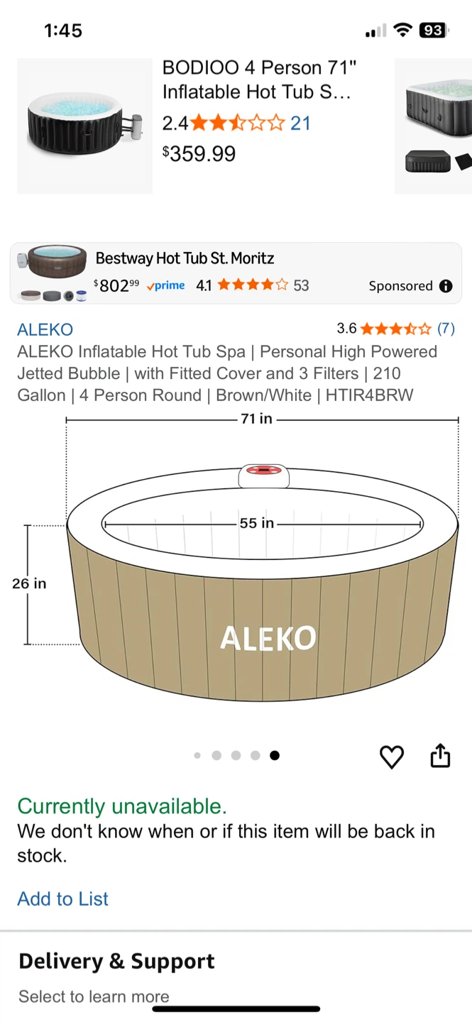 ALEKO 4 Person 71" Inflatable Hot Tub Spa - photo 5