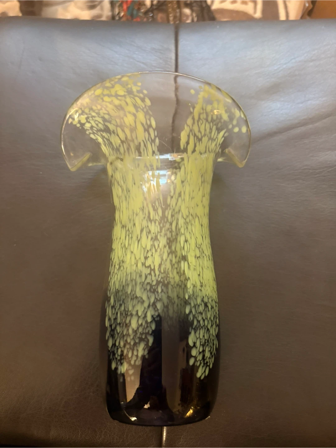 Glass Vase with Yellow Splatter Design