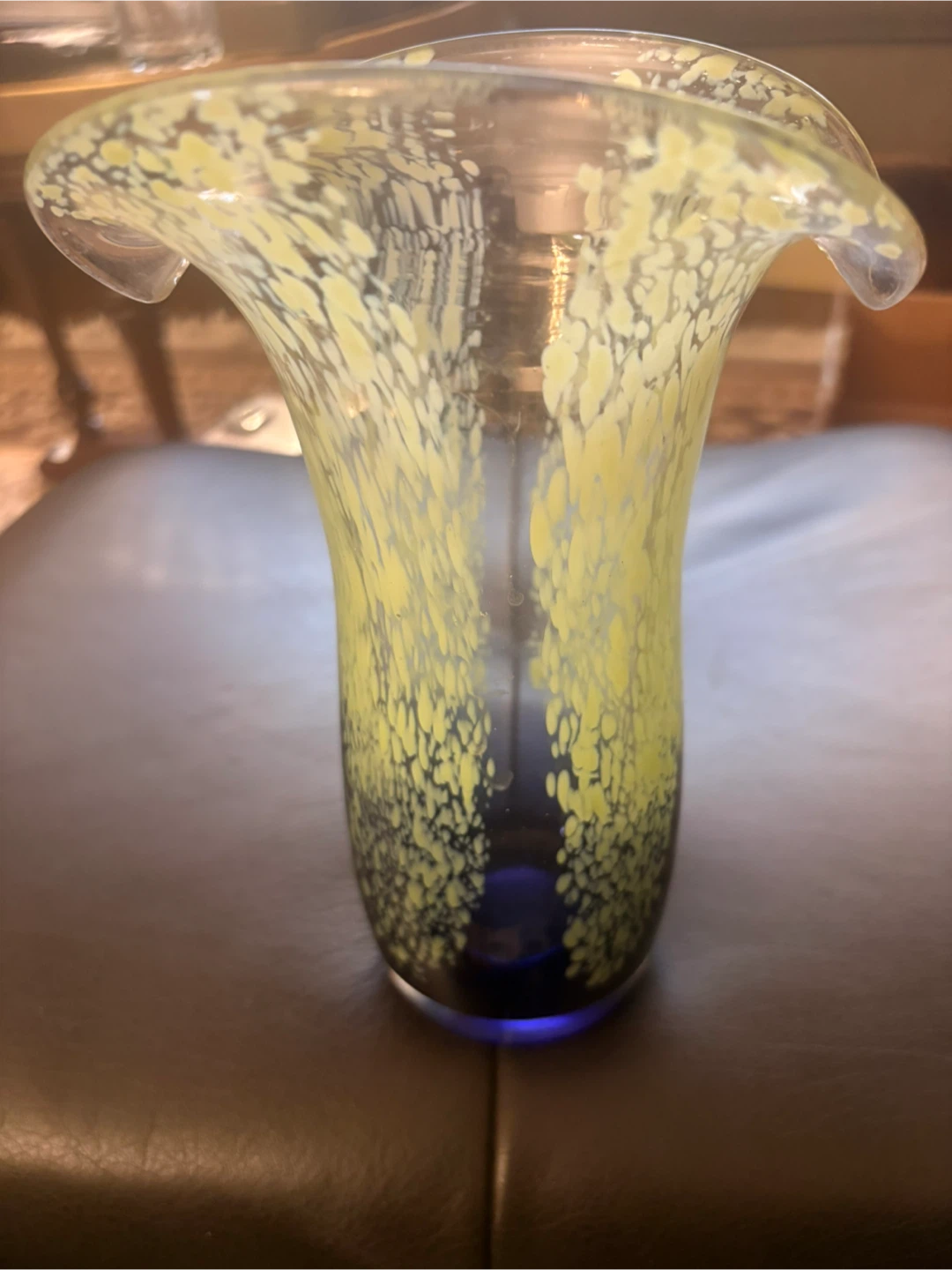 Glass Vase with Yellow Splatter Design - photo 2