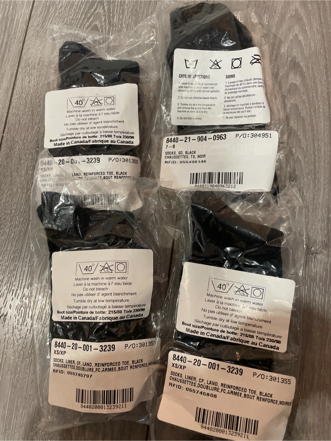 4 Pairs Black Liner Socks - XS/XP