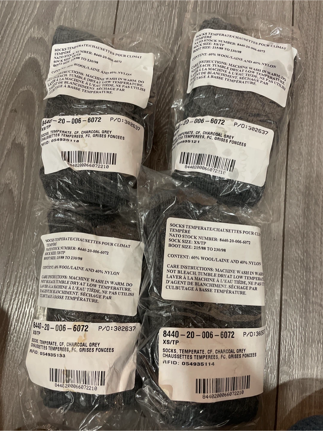 Charcoal Grey Wool Blend Socks - XS/TP