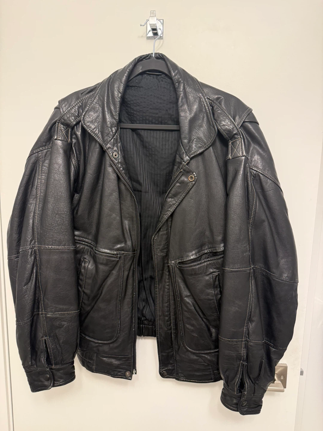 Black Leather Bomber Jacket