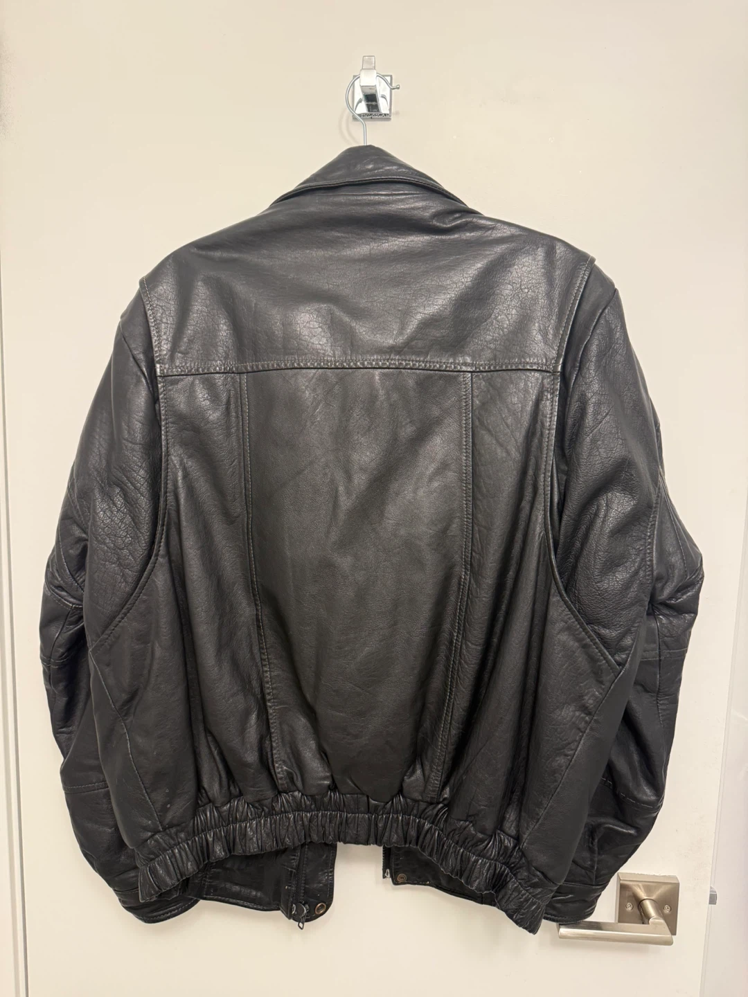 Black Leather Bomber Jacket - photo 2