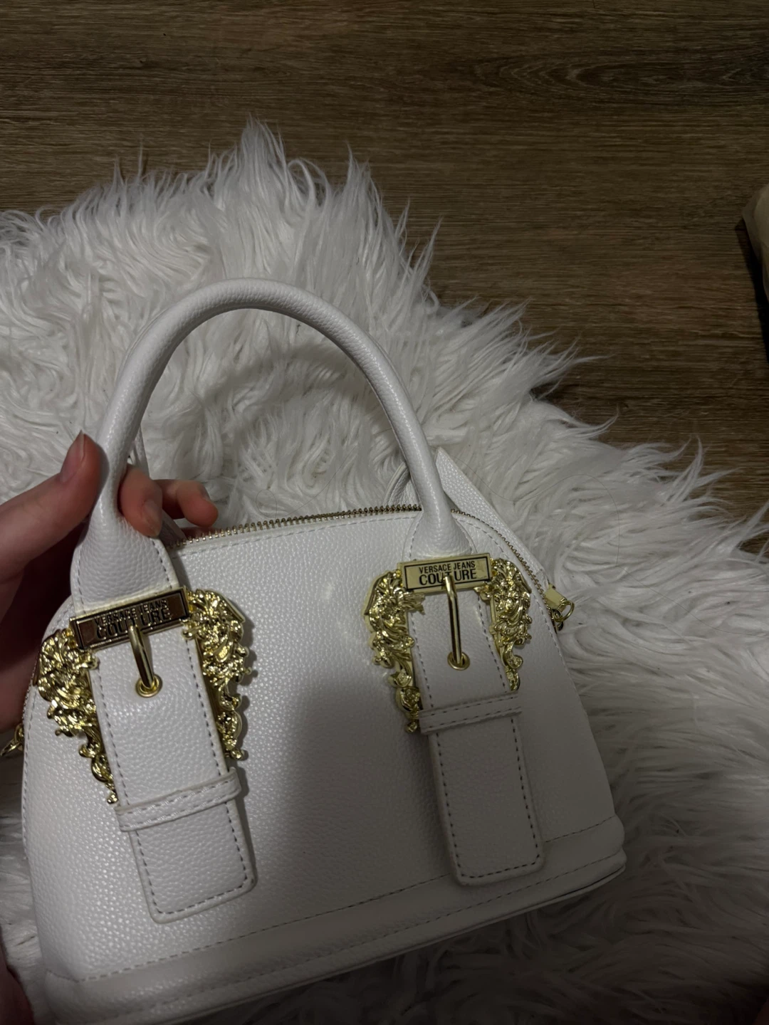 Versace Jeans Couture White Leather Handbag