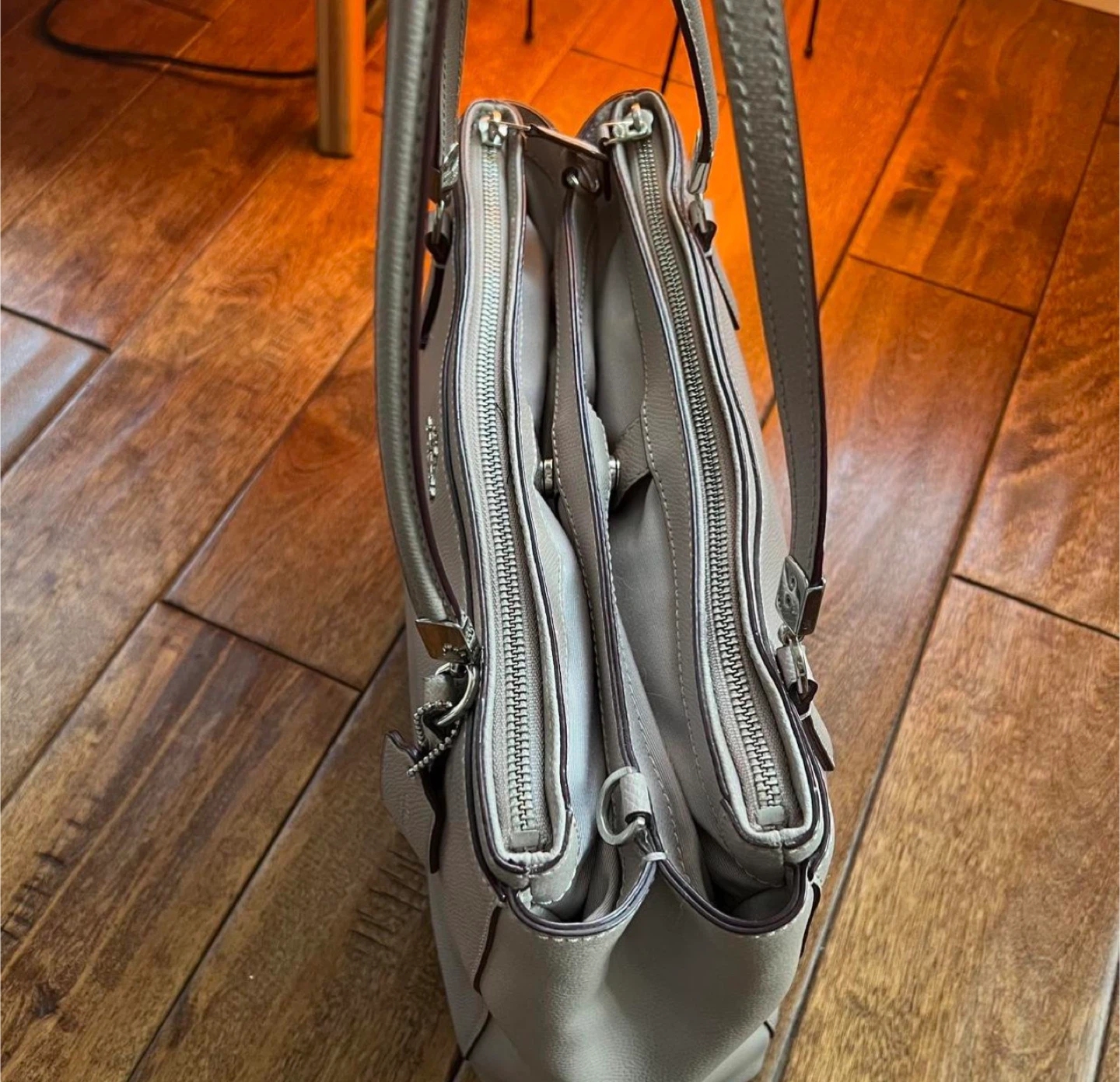 Coach Beige Grey Leather Tote - photo 3