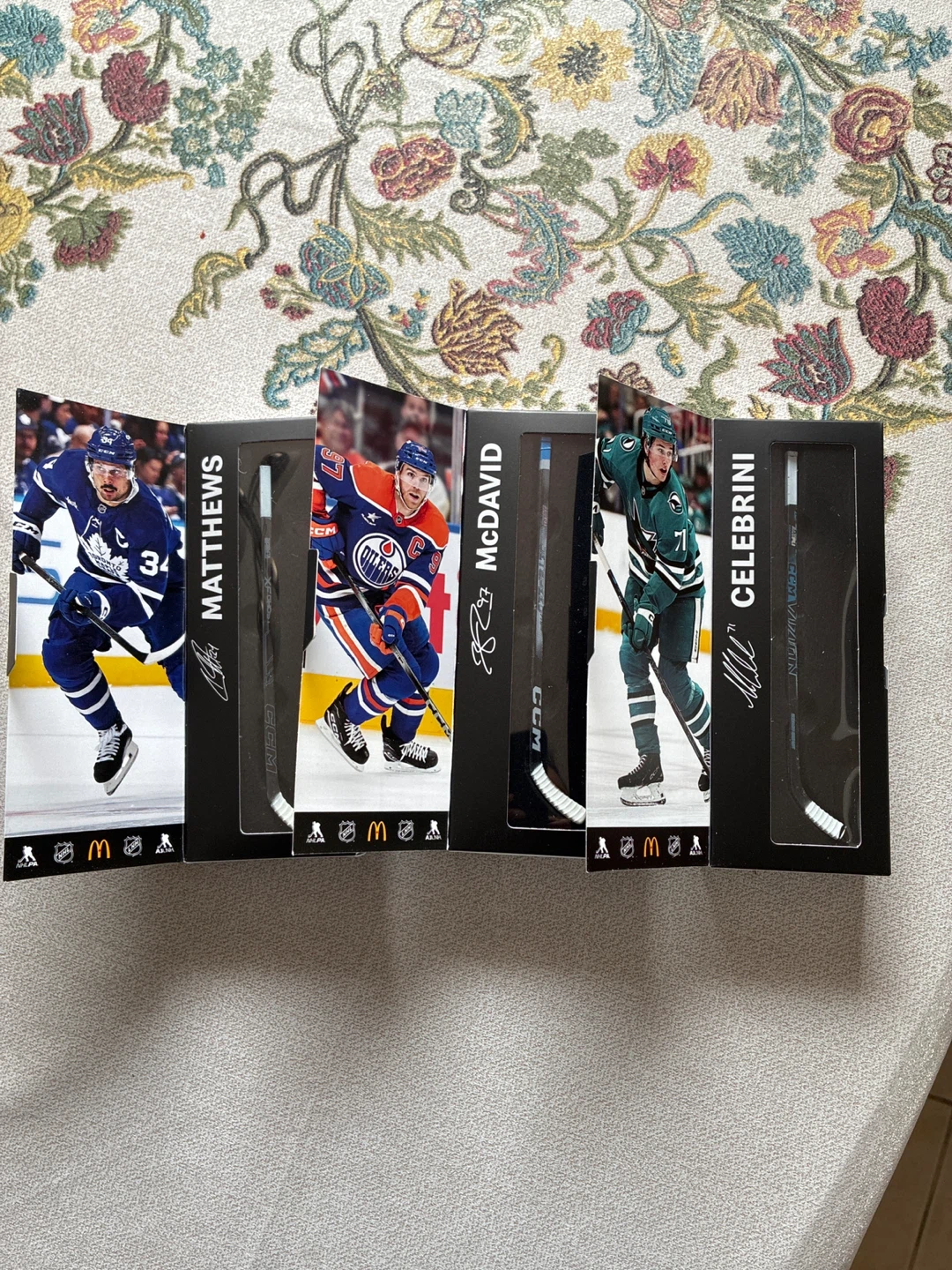 McDonald's NHL Player Mini Sticks and Trading Cards