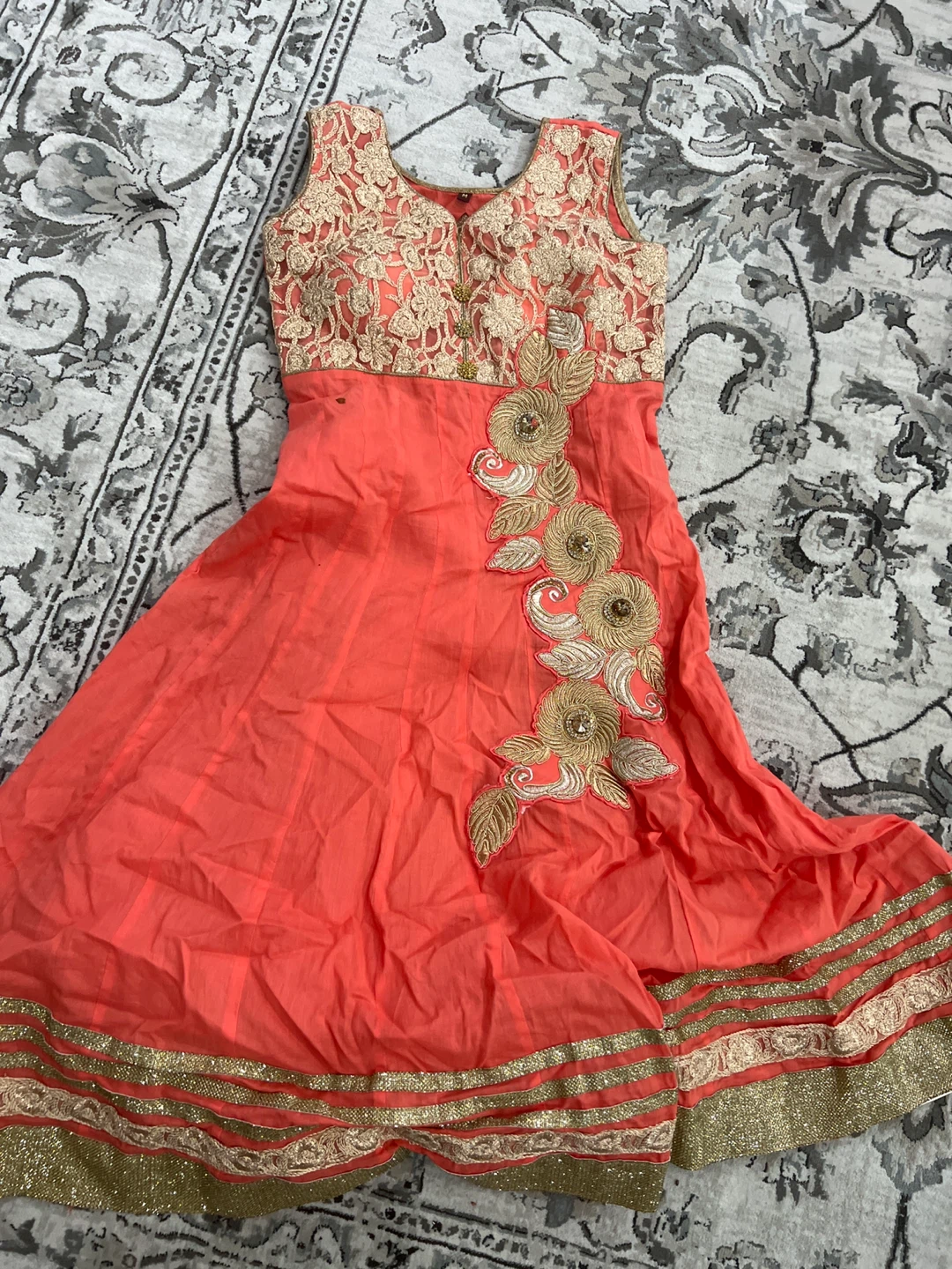 Orange and Gold Embroidered Dress