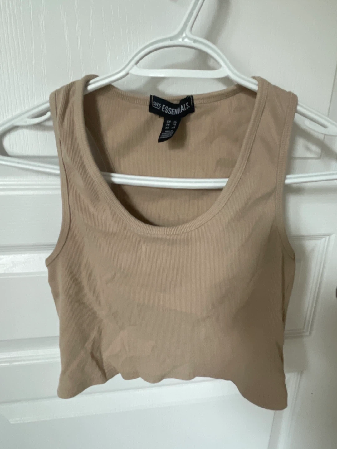 SWS Essentials Ribbed Cropped Tank Top - Beige