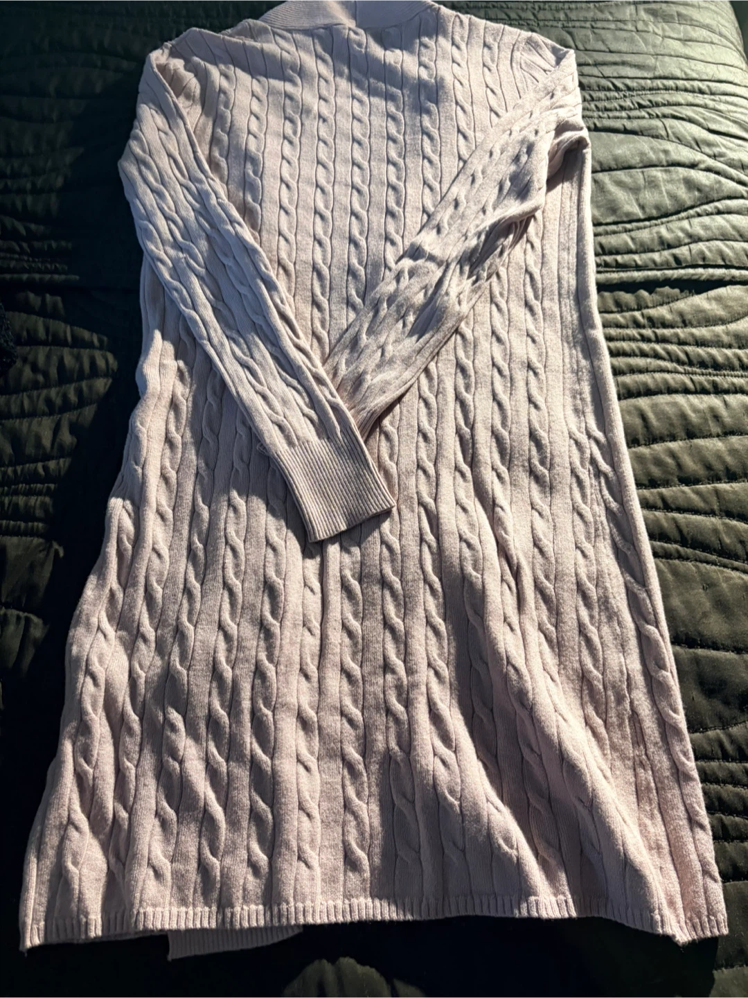 Suzy Shier Long Cable Knit Cardigan XS/TP Pink - photo 2