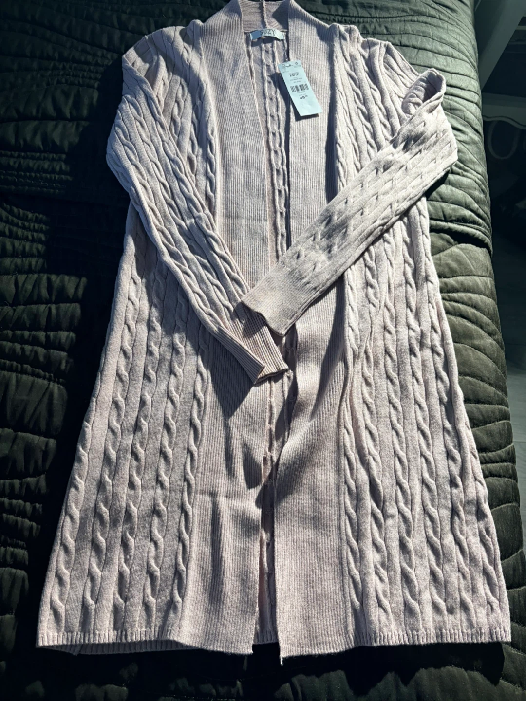Suzy Shier Long Cable Knit Cardigan XS/TP Pink - photo 3