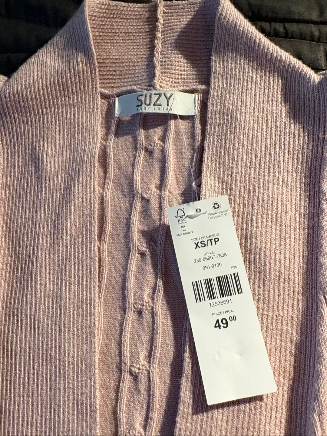 Suzy Shier Long Cable Knit Cardigan XS/TP Pink
