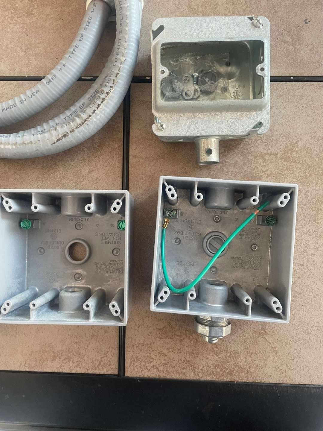 1/2" Liquid Tight Flexible Conduit & Junction Boxes