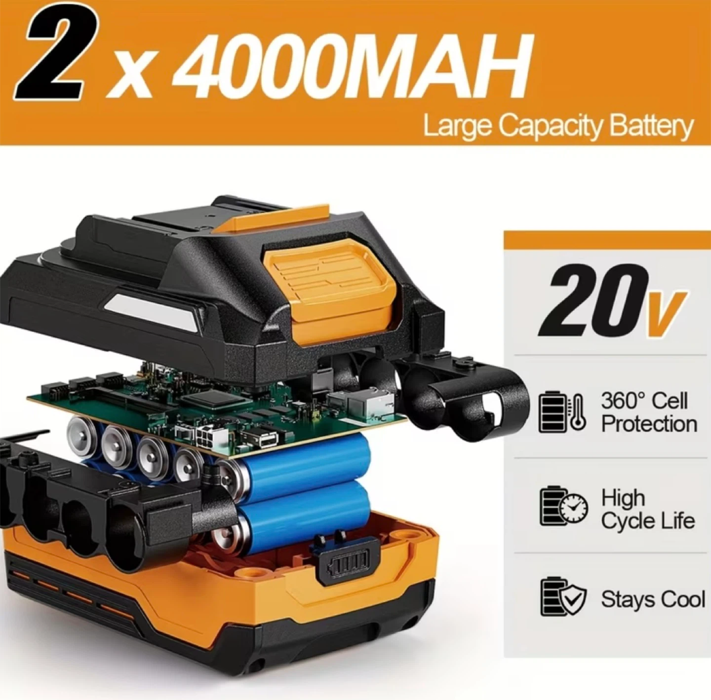 1200 N.m Adedad 1/2 in dr Cordless Impact Wrench - photo 5