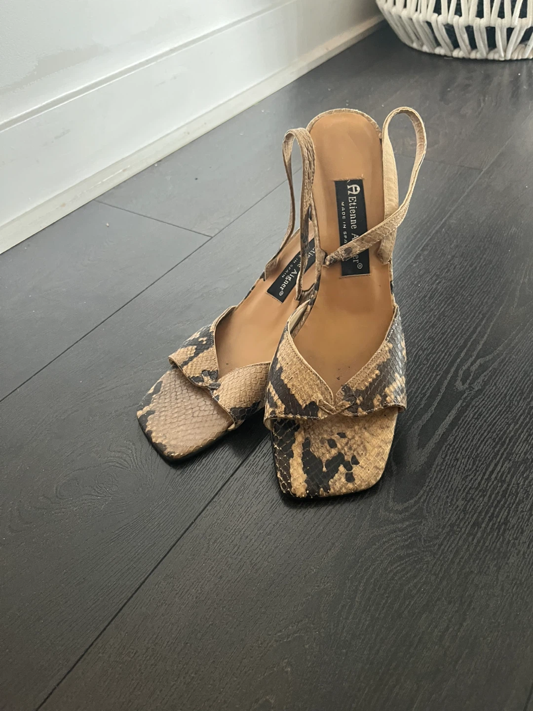 Designer Animal Print Slingback Heels Size 9.5