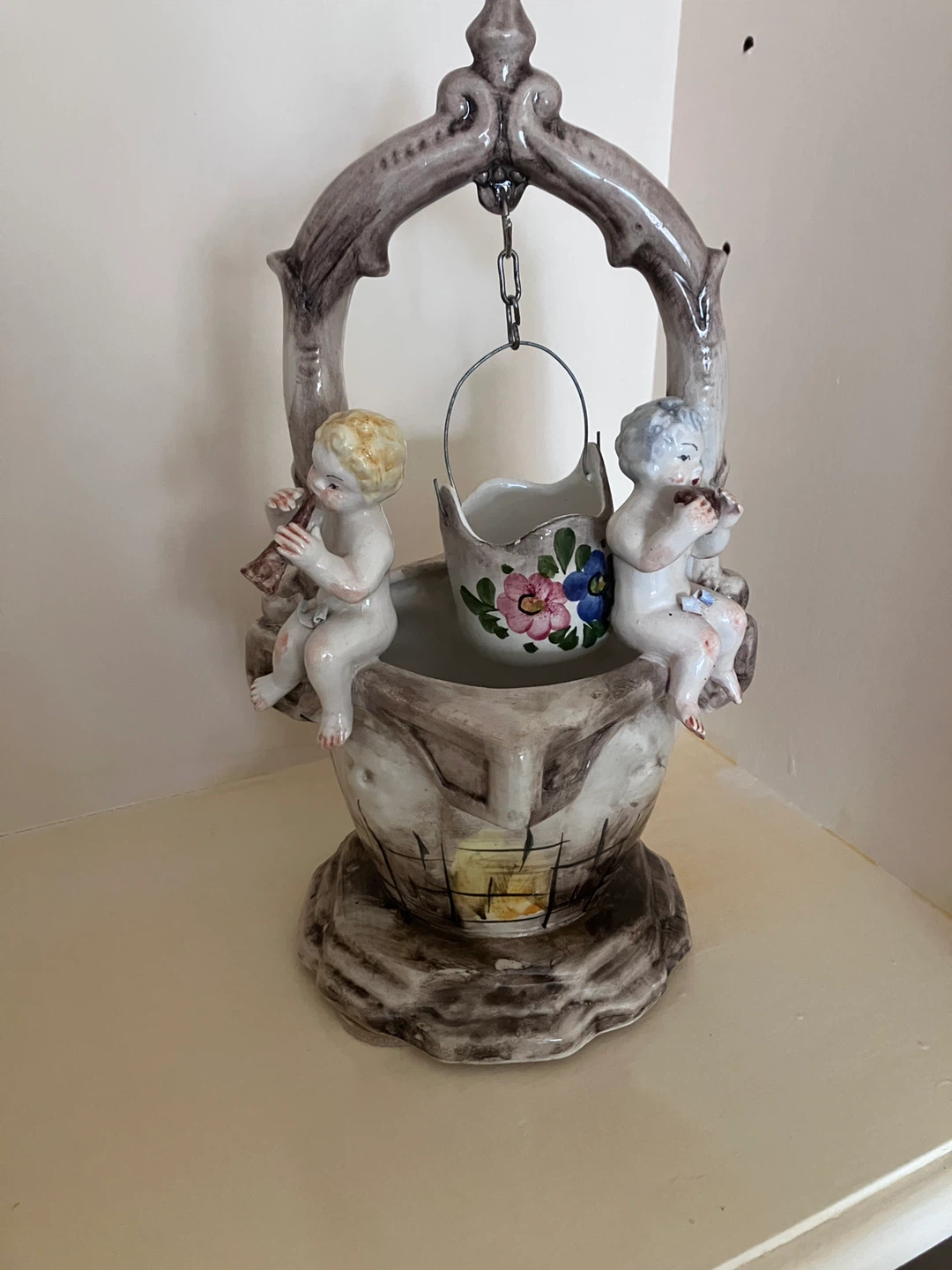 Vintage Cherub Well Fountain Figurine