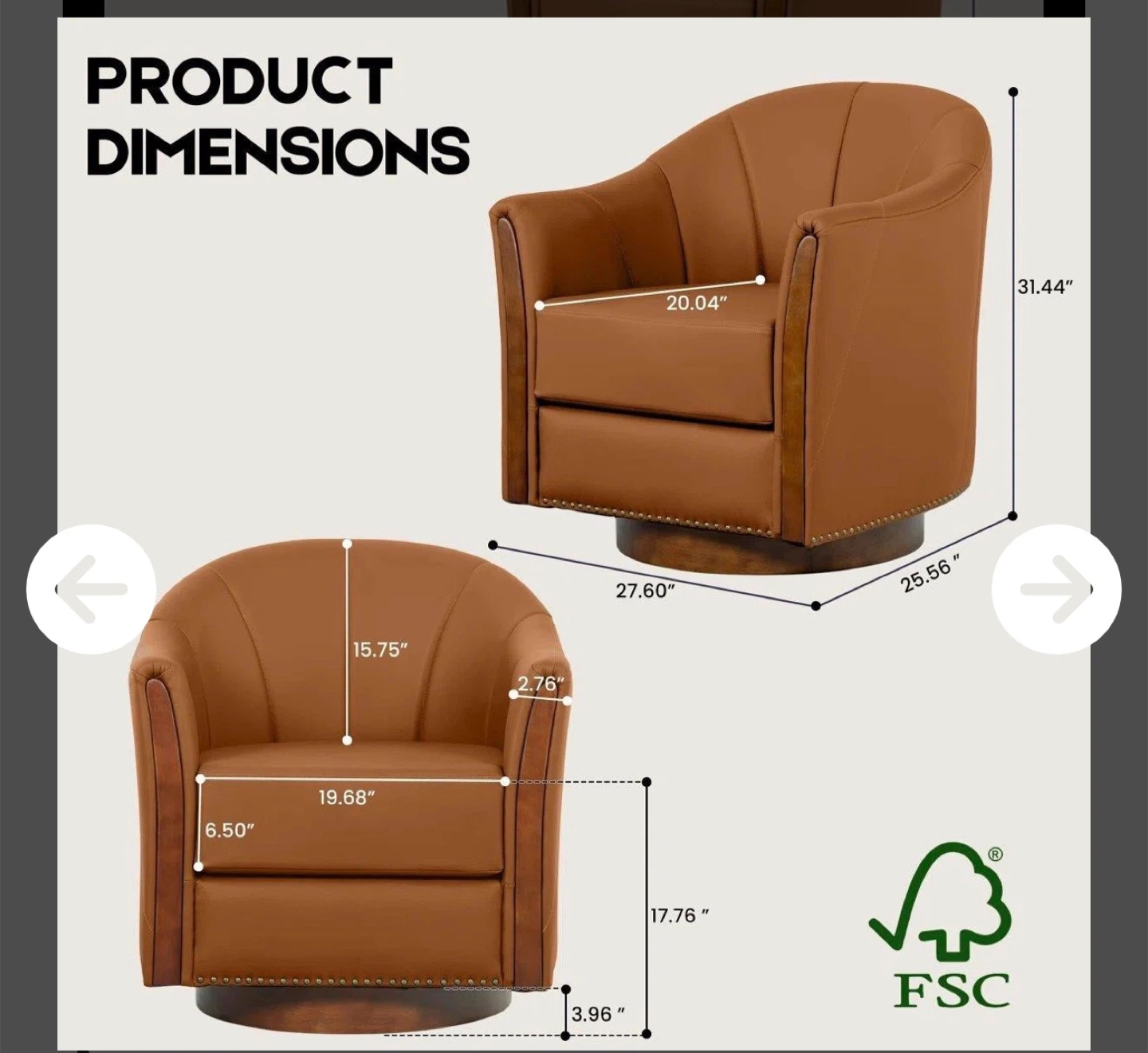 Brown Leather Swivel Accent Chair - photo 3