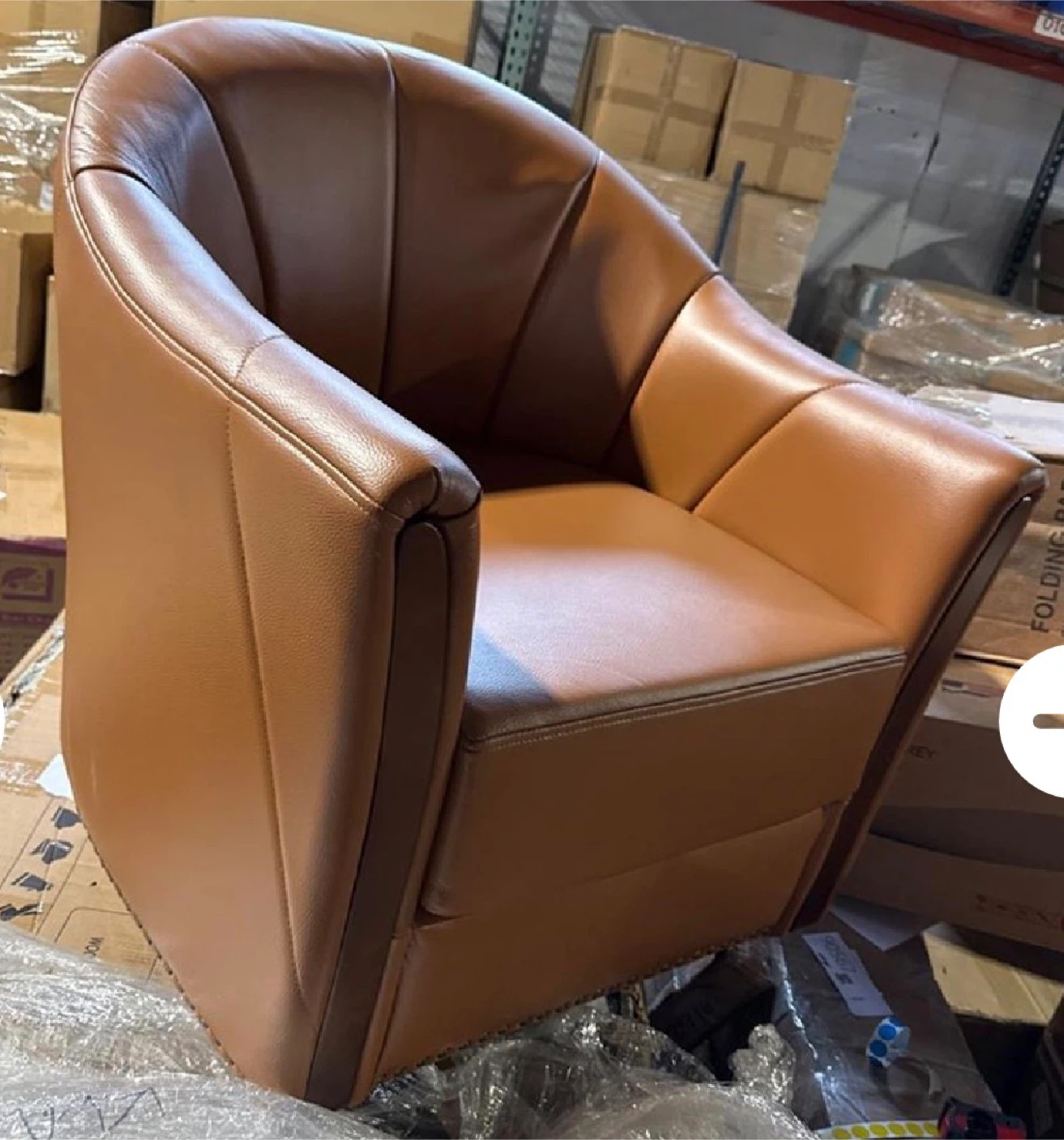 Brown Leather Swivel Accent Chair