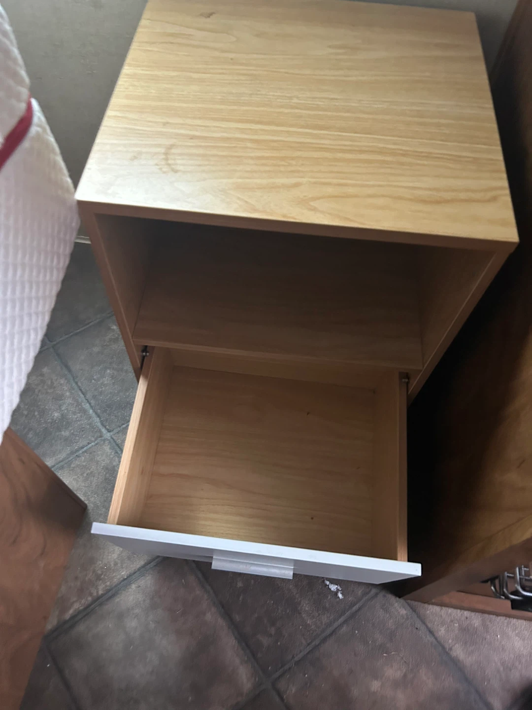 Wood and White Drawer Nightstand - photo 2
